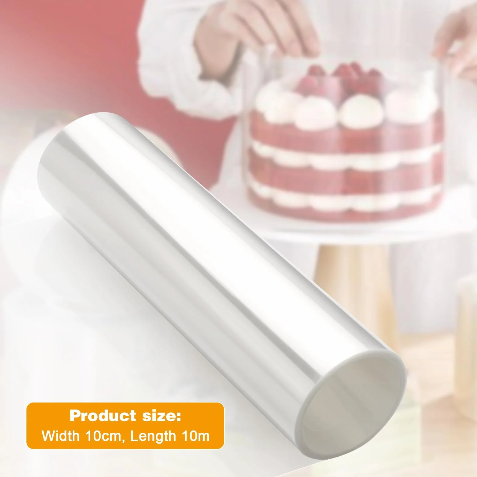 Zocipro Rodoide Transparent Patisserie, Feuilles d'Acétate Epaissies 10cm x 10m, Cercle a Patisserie Transparent pour la Pâtisserie, Gâteau Mousse au Chocolat, Décoration de Gâteaux
