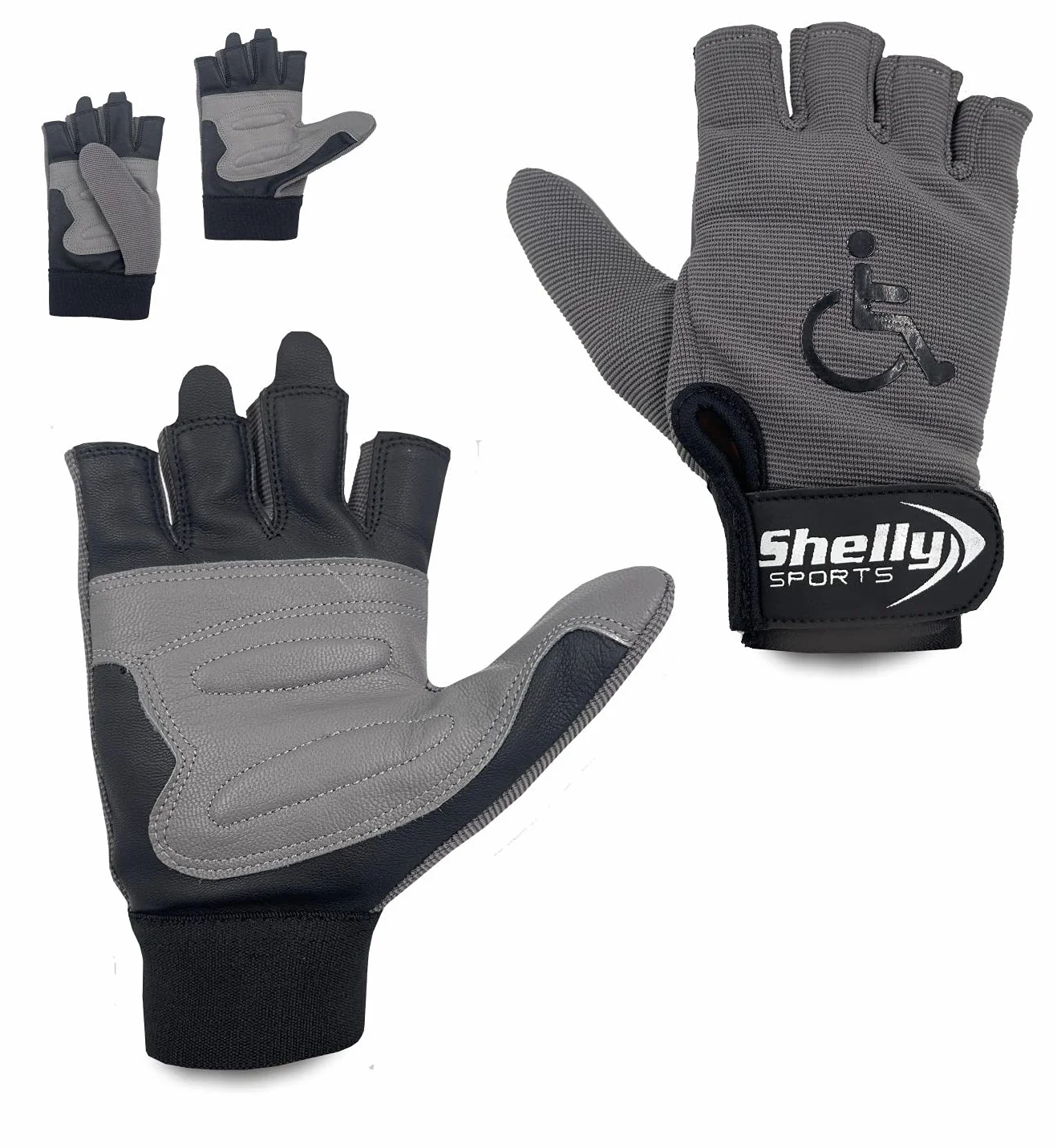 Gants de fauteuil roulant en cuir véritable paume rembourrée sans doigts antidérapants cyclisme légers M