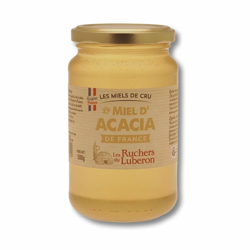Les Ruchers du Luberon - Miel d’Acacia 500 g - Miel de Cru Francais Naturel - Pur - Non Filtré - Non Pasteurisé - Sans Additifs
