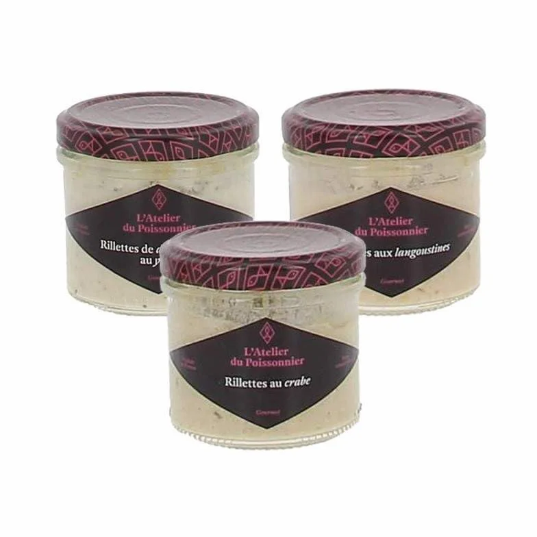 Assortiment de rillettes de poissons gamme gourmet Atelier du poissonnier - 3 bocaux de 90g - Produits-Normanbdie