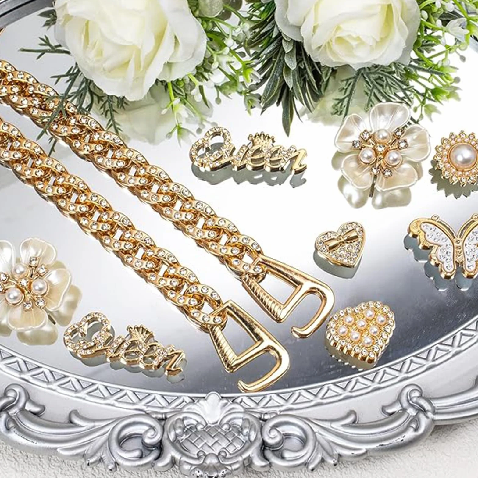 Breloques Strass pour Sabots, Décorations Clipsables en Cristal pour Chaussures Femme