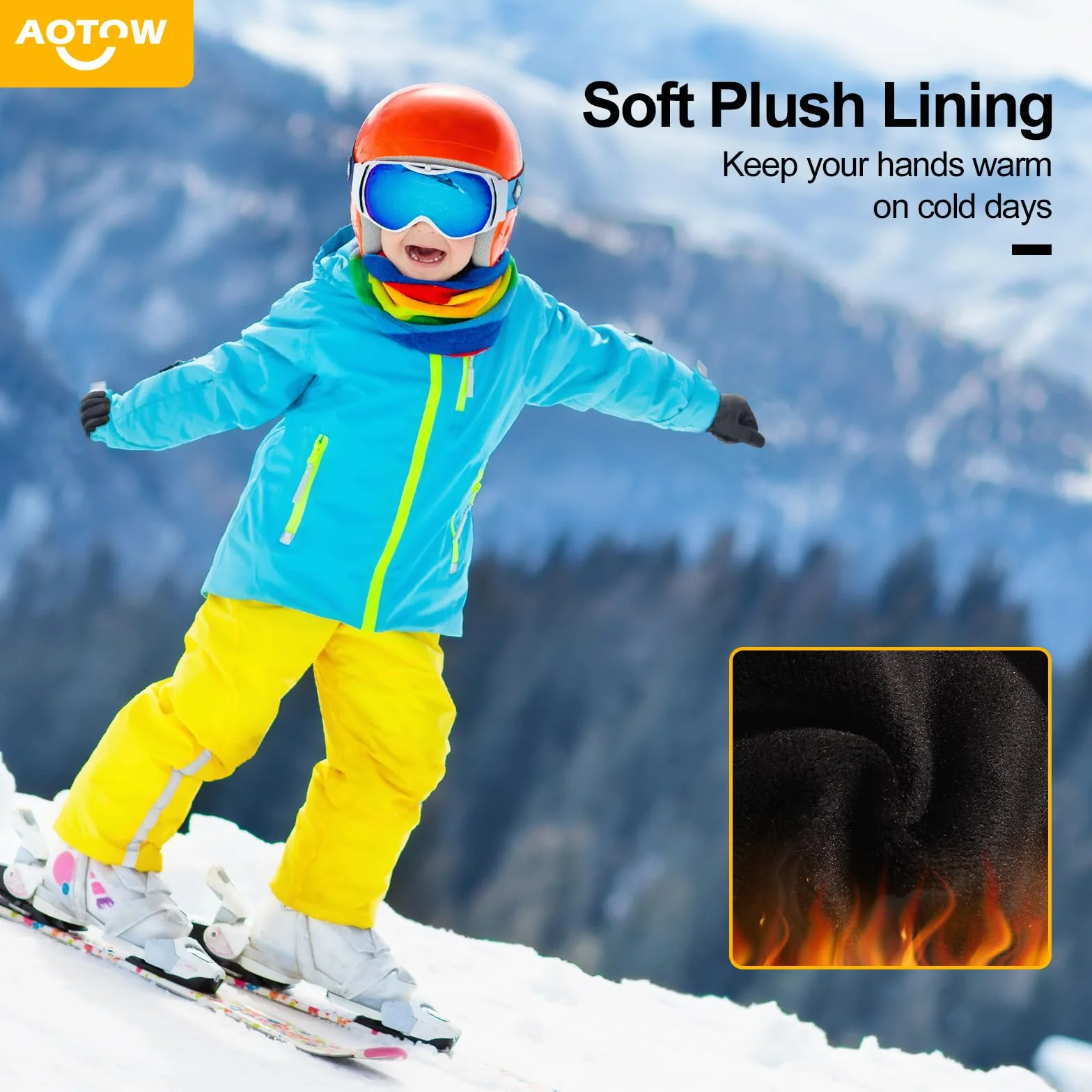 Gants d'hiver thermiques enfant écran tactile vélo chauds coupe-vent équitation 4-12 ans