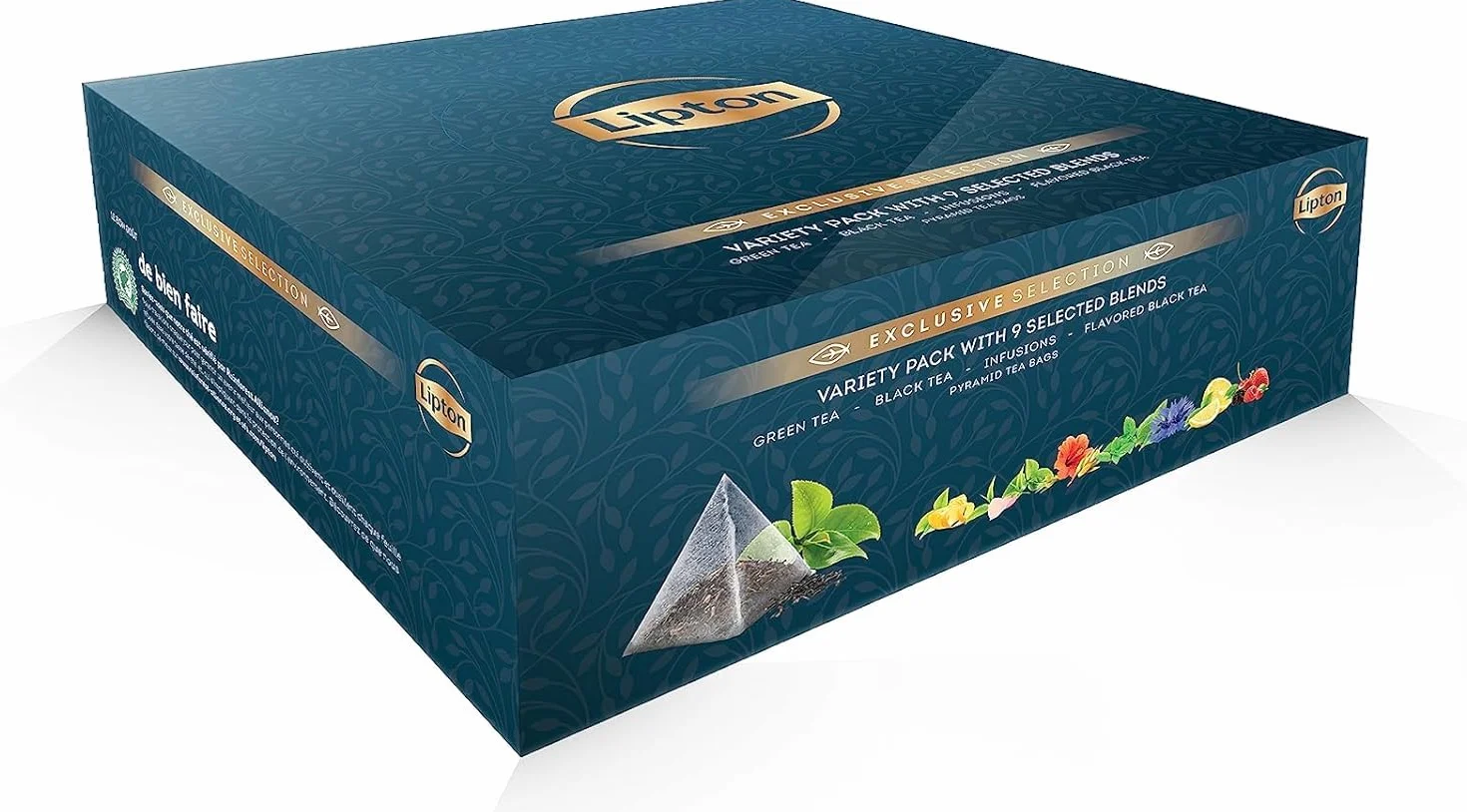 Lipton, Exclusive Collection, Coffret Thés et Infusions, 9 Goûts Différents, Vitalité, Certifié Rainforest Alliance, 108 Sachets Pyramide