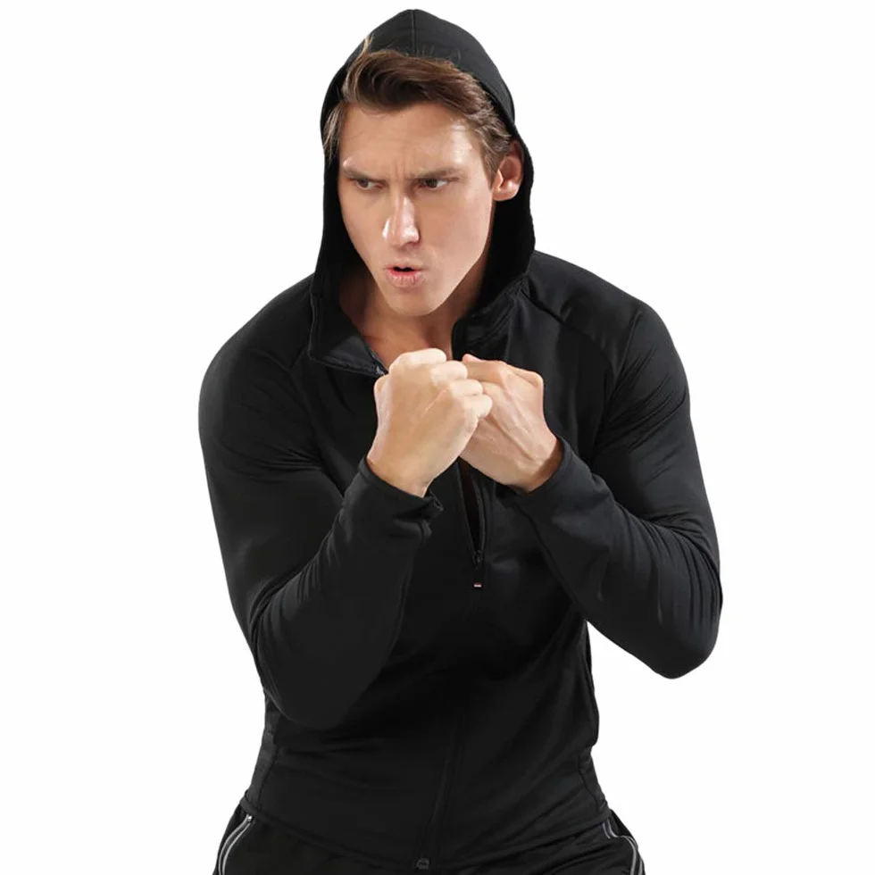 Sweats à Capuche Sport Hommes Fermeture éclair Running Vestes Gym Haut
