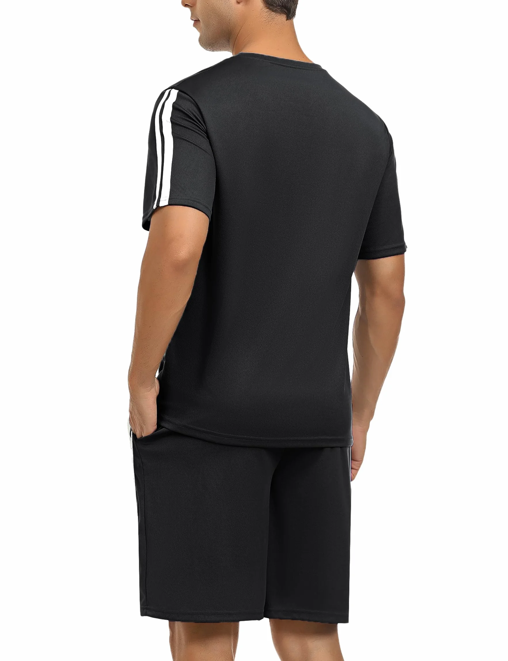 Nieery Ensemble de Sport Court Homme - T-Shirts et Shorts d'Entraînement - Manches Courtes
