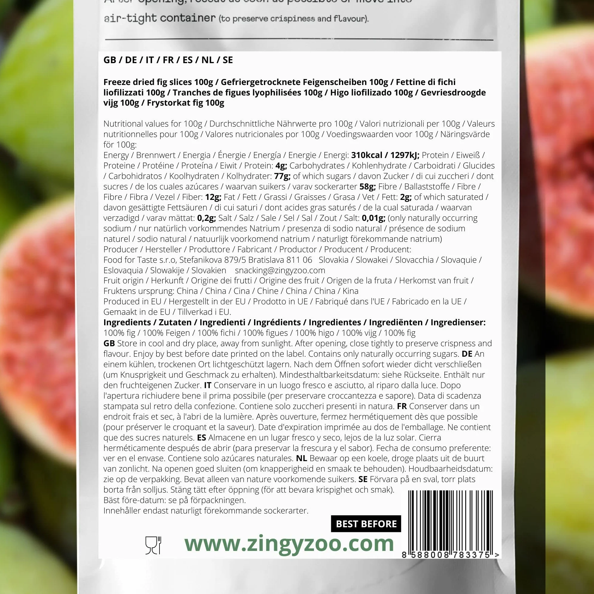 Figue Lyophilisée Sans Sucre Ajouté | 100% Naturel Figues Sèches Fruits Seches | Freeze Dried Fruit Fig Collations Saines | Pure Figue Seche Sec Lyophilisateur | Gefriergetrocknete Feige ZingyZoo