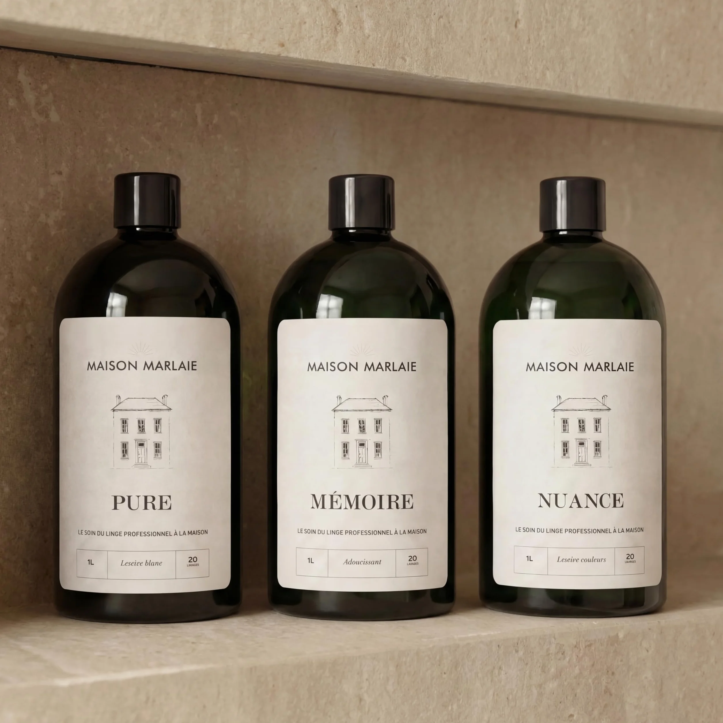 MÉMOIRE Maison Marlaie - Adoucissant Linge Concentré 1L | Assouplissant Linge Parfumé | Parfum de Linge Longue Tenue | Hypoallergénique | Fabriqué en Italie | Parfum Linge | Linge Délicat | 1L