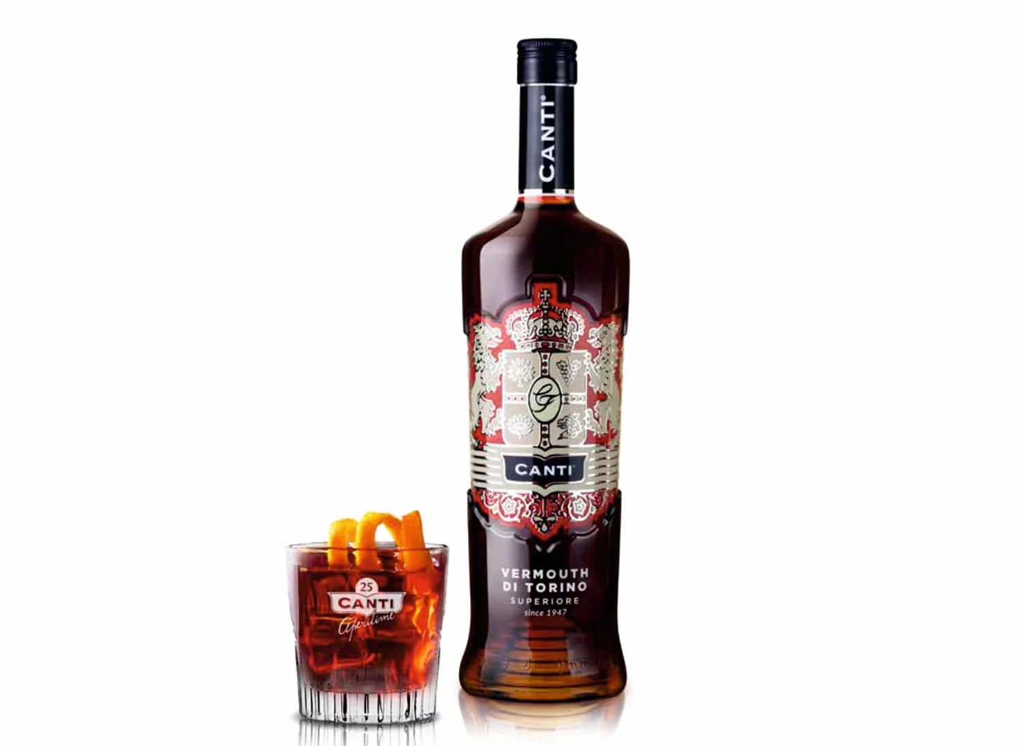 Canti - Vermouth Rouge Supérieur de Turin, Aperitif aux Notes Agrumées, Notes d'Épices, de Quinquina et d'Absinthe Romaine, 1x1L