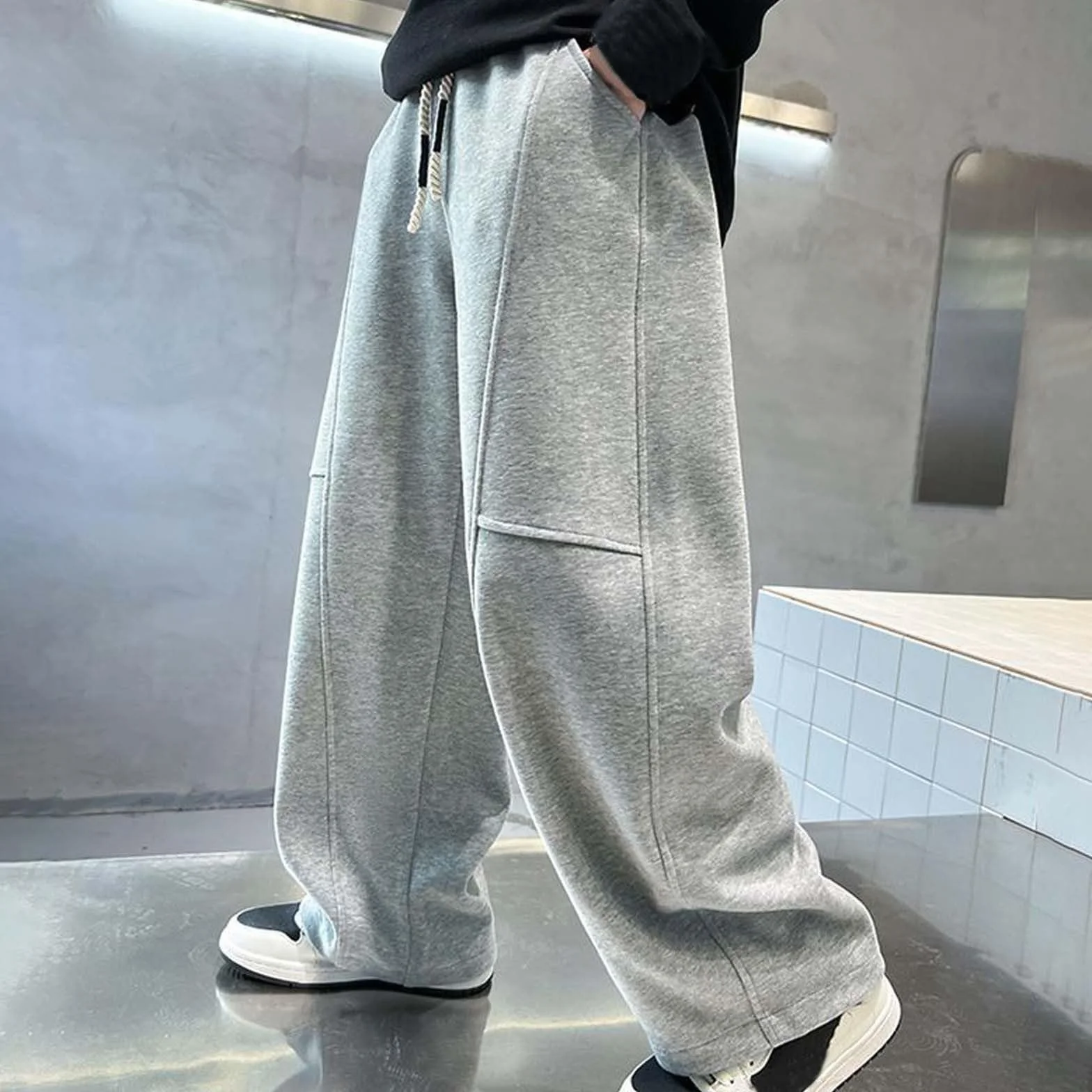 Pantalon Taille élastique Enfant Garçon Baggy Fashion Large avec Poche Chic Confort Casual Streetwear Jogging Sport Ado