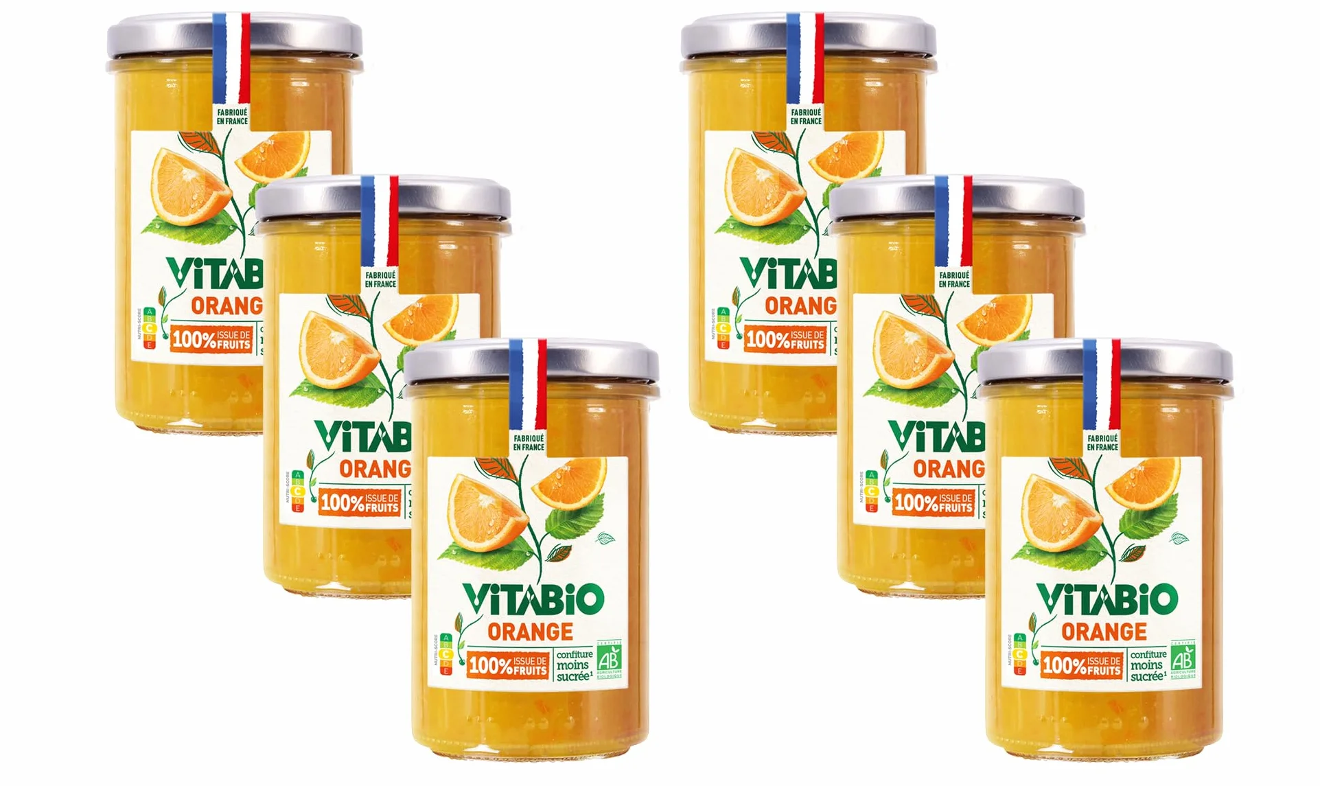 VITABIO - Confiture d'Orange 100% issue de fruits - BIO - Lot de 6-6x275g