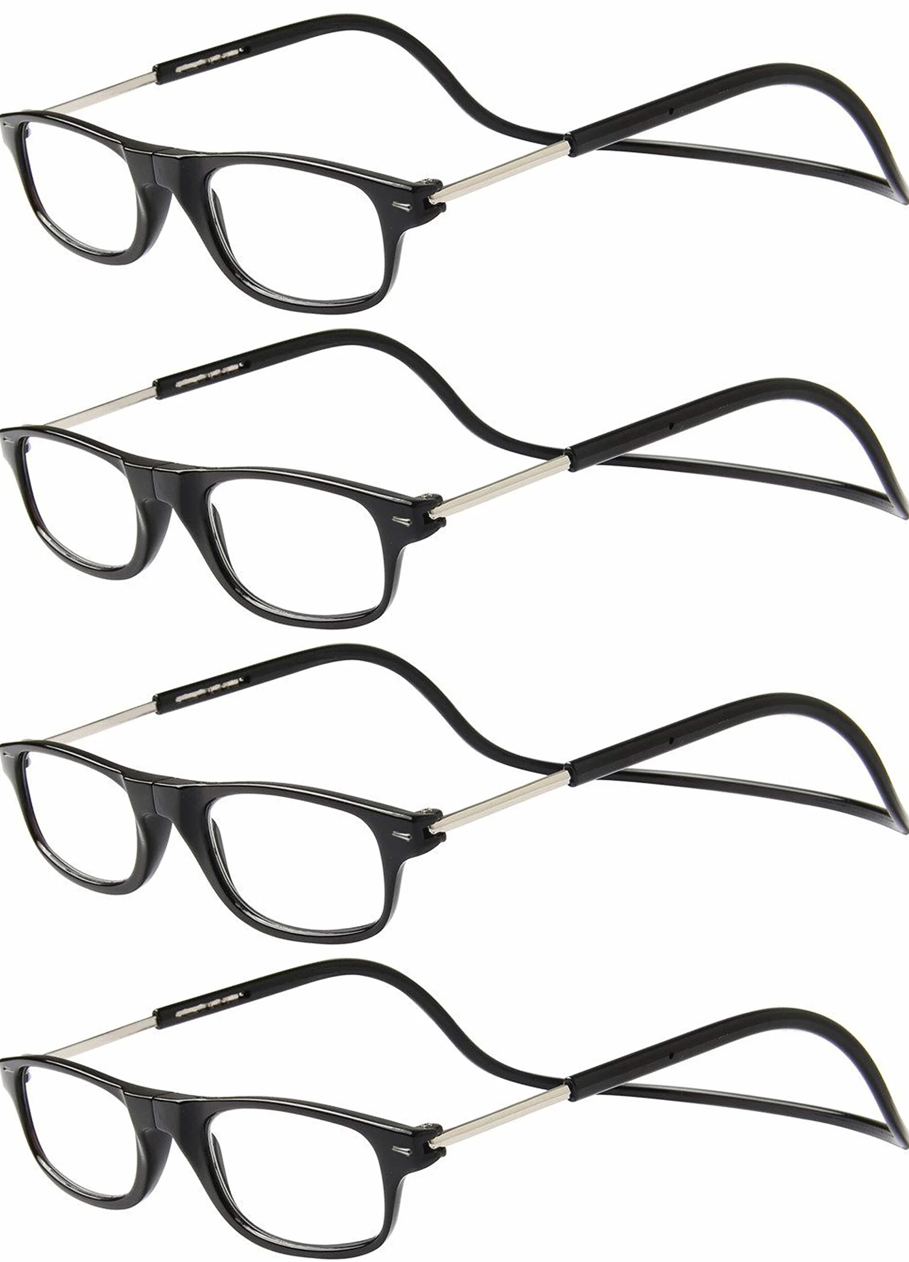 Lunettes de Lecture TBOC +2.50 Dioptrie Monture Noire Pliable Aimant Pack 4