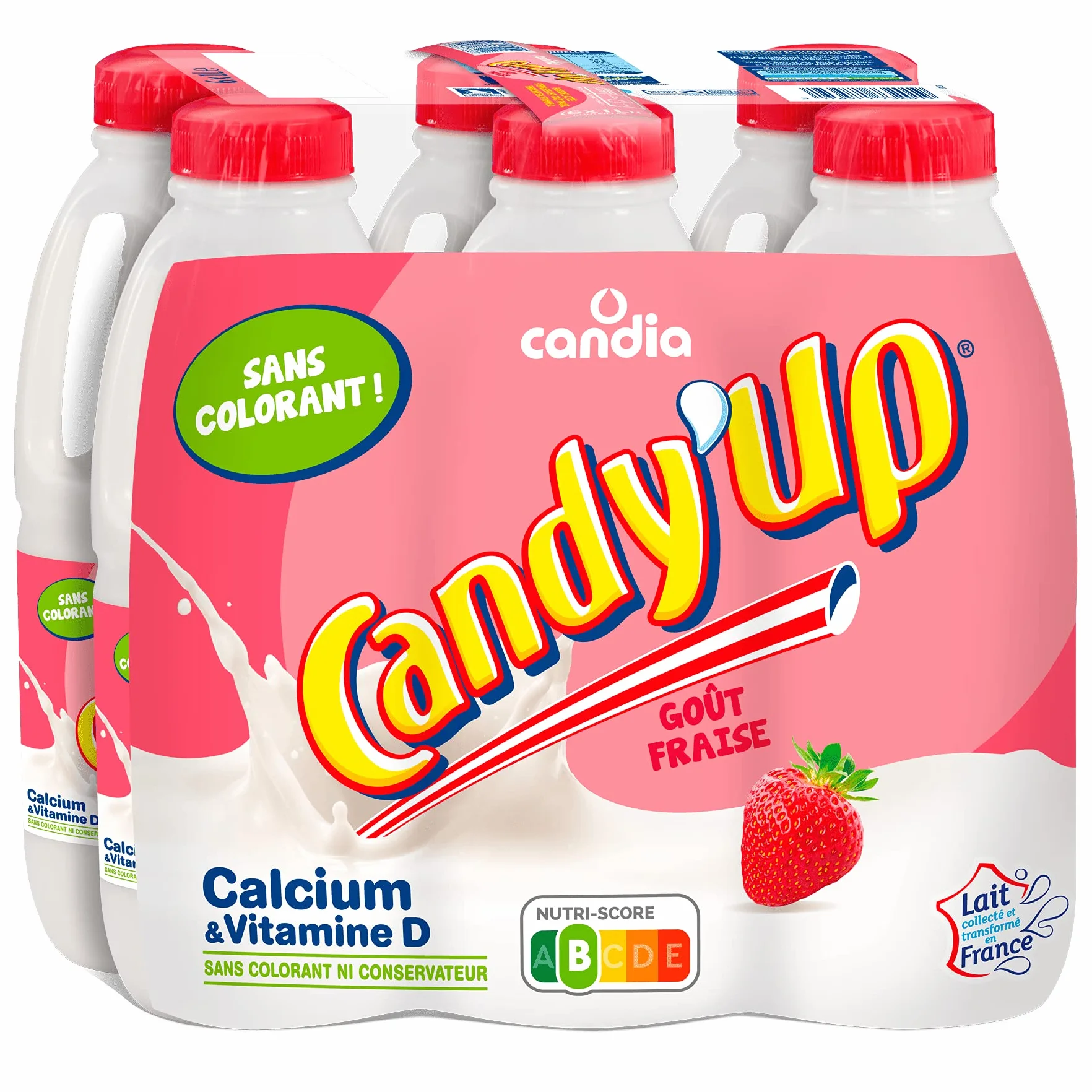 Candy'up lait aromatise a la fraise 6x1l