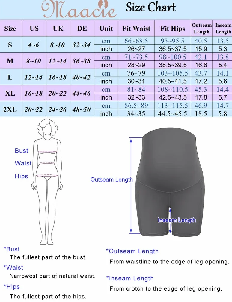 Maacie Short d'entraînement de grossesse extensible sportif 4 poches