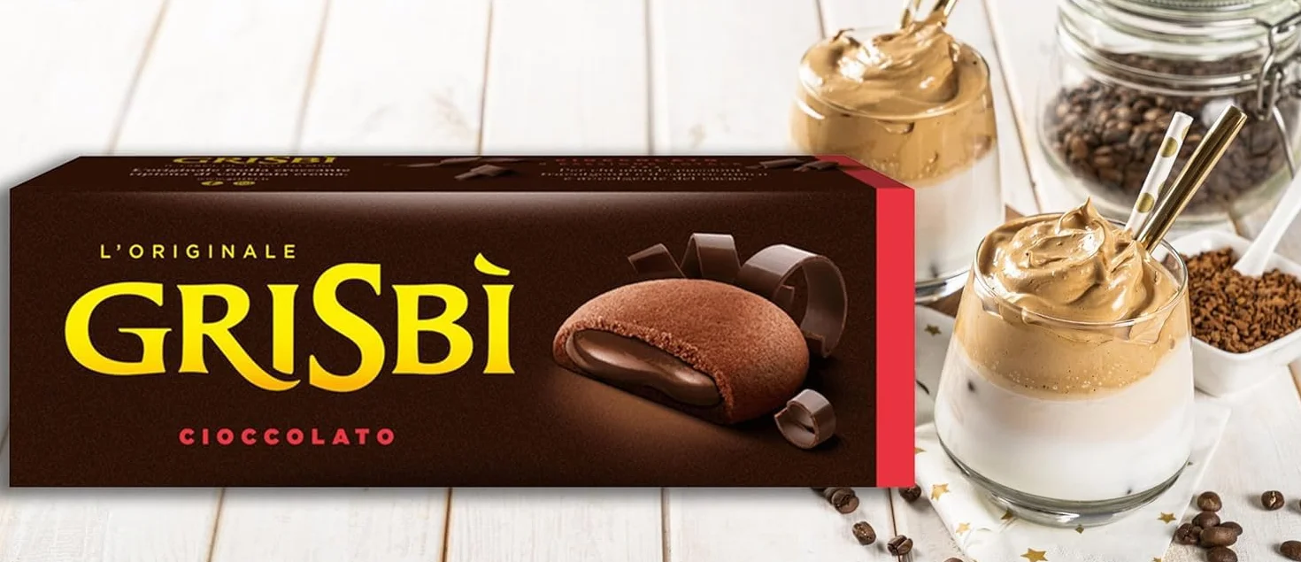 Italian Gourmet Bundle Grisbi Biscuits fourrés chocolat 6 x 135 g (810 g) – Gâteaux italiens cœur fondant cacao, snack gourmand pause café, format à partager + Italian Gourmet Polpa