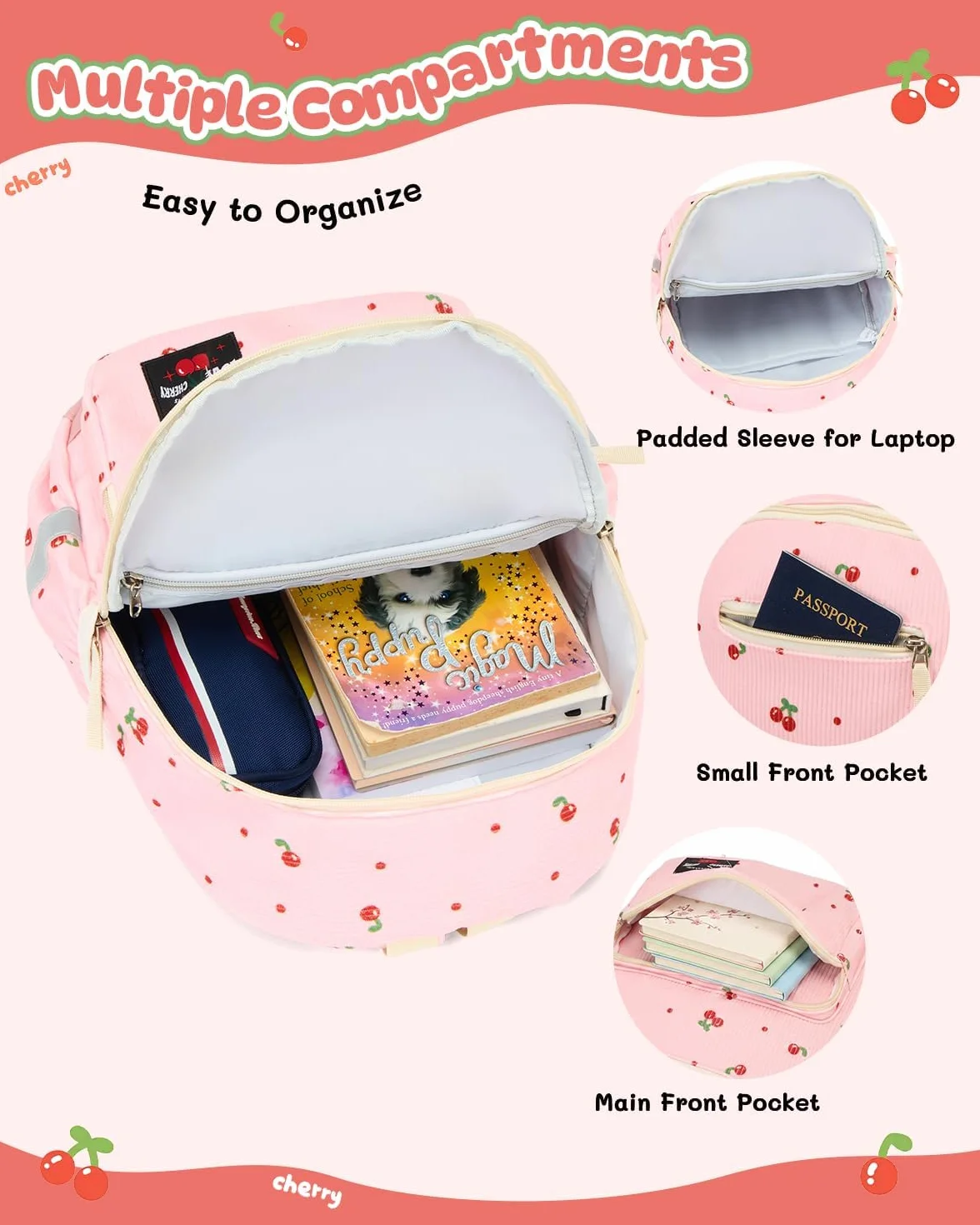 PROTAURI Sac à Dos Enfant Maternelle Fille, Cartable Réfléchissant Fond Nettoyable, 9.2L, Rose Cerise
