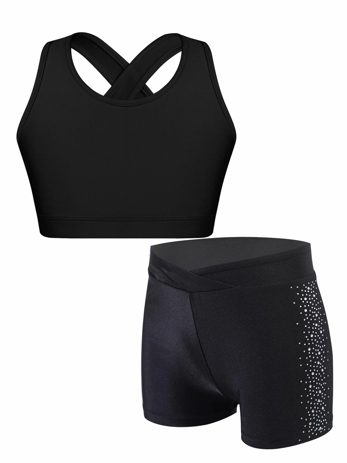 Zestaw Tenues De Gymnastique Pour Filles Crop Top Court Soutiengorge Sportif Shorts Gym Ensemble Sportif Danse Moderne Jazz Hip Hop
