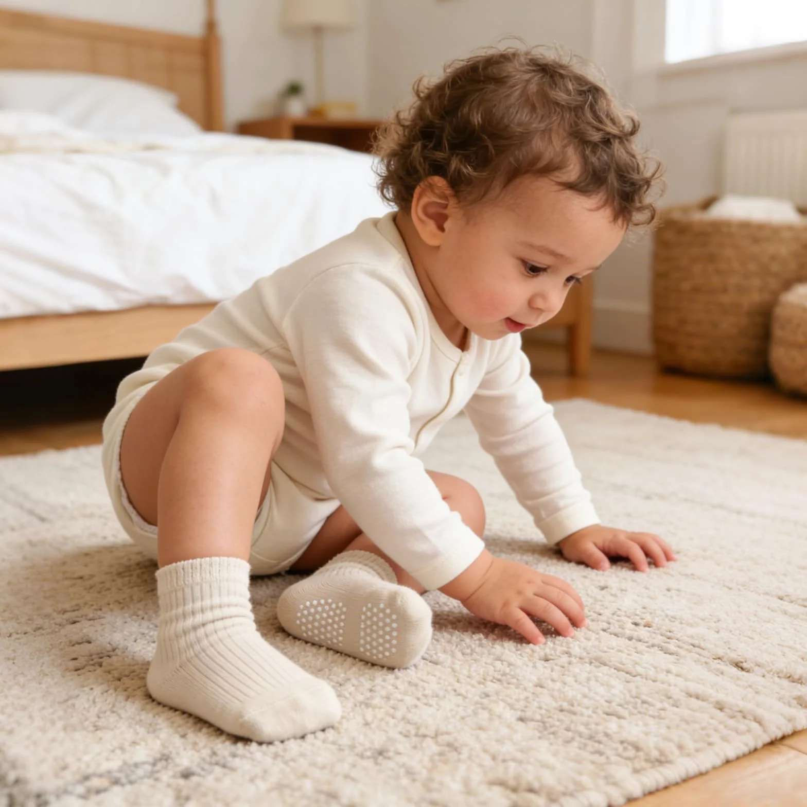 Chaussettes en coton pour tout-petits avec semelles antidérapantes - 9 paires pour bébés garçons et filles
