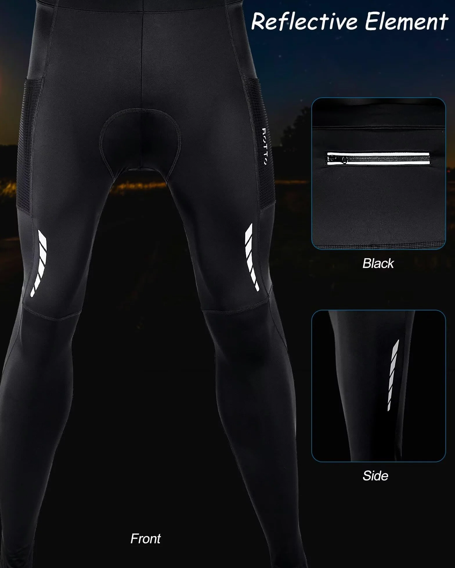 ROTTO Pantalons Cyclisme Homme Hiver Bicyclette Collants Coussin Silicone 3D