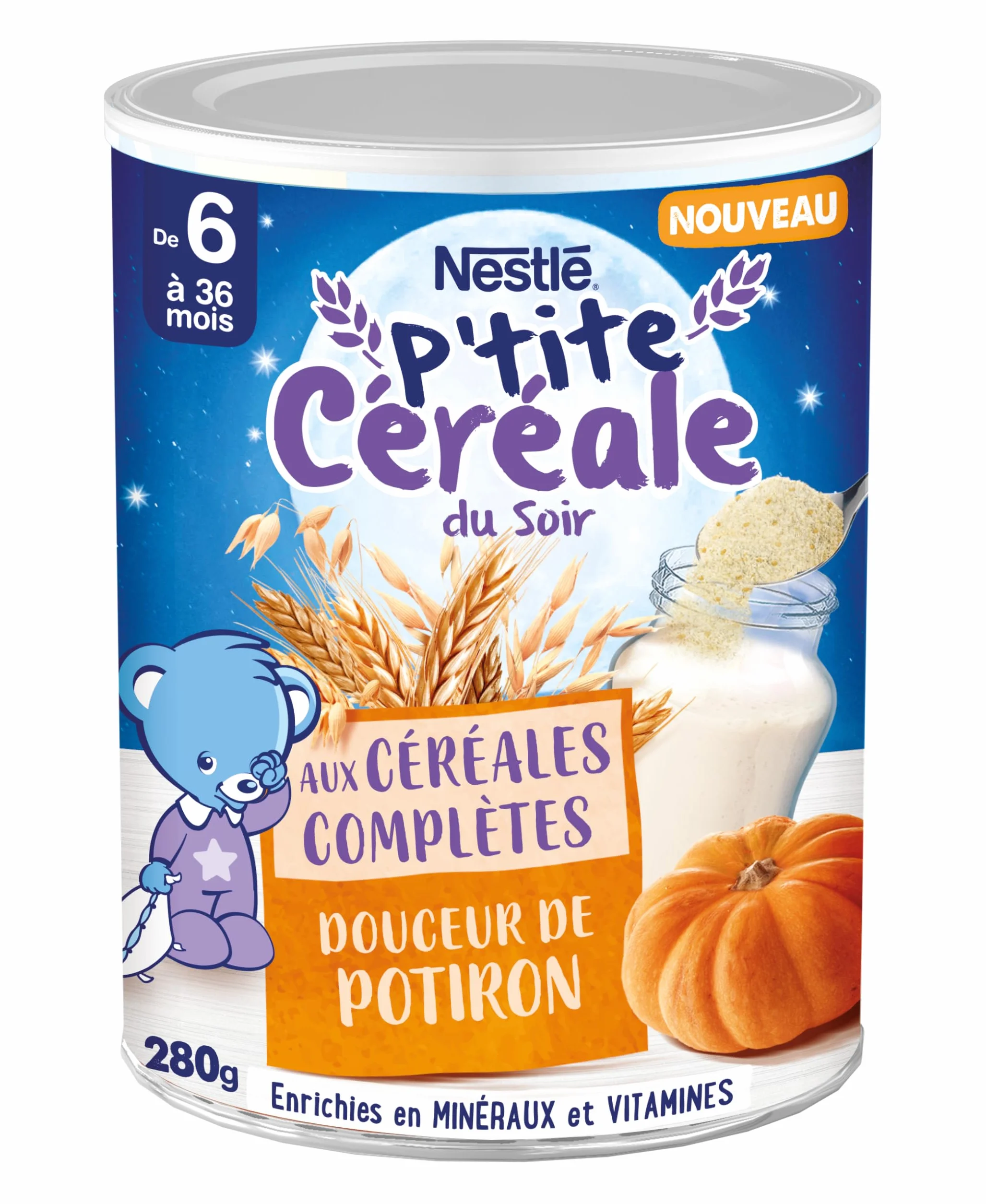 NESTLÉ BÉBÉ - P'TITE CÉRÉALE DU SOIR DOUCEUR DE POTIRON - DÈS 6 MOIS - BOÎTE DE 280G
