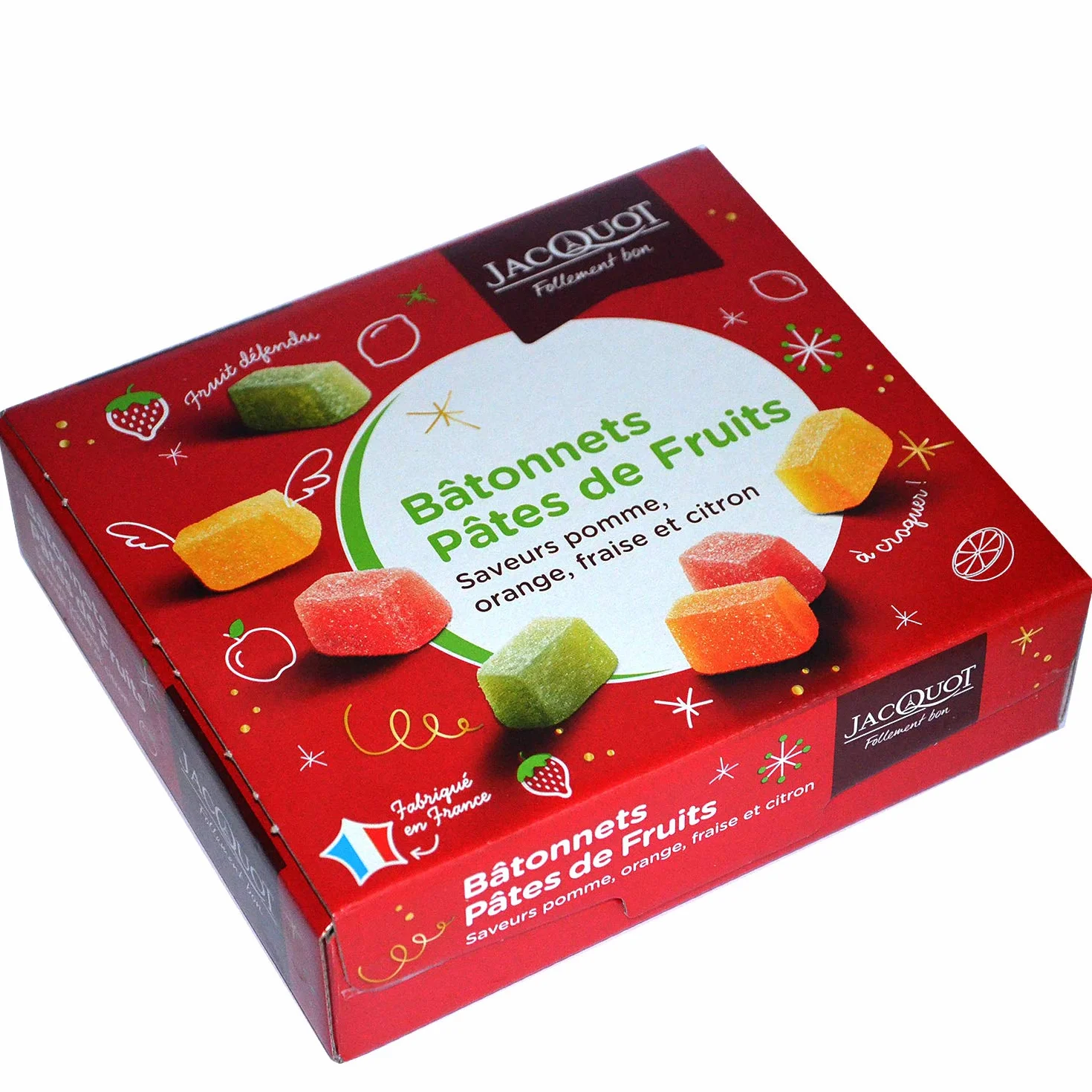 Pâtes de fruits 1 kg, coffret gourmandise pâtes de fruit, Pomme, orange, fraise et citron, coffret gourmandise à déguster ou à offrir