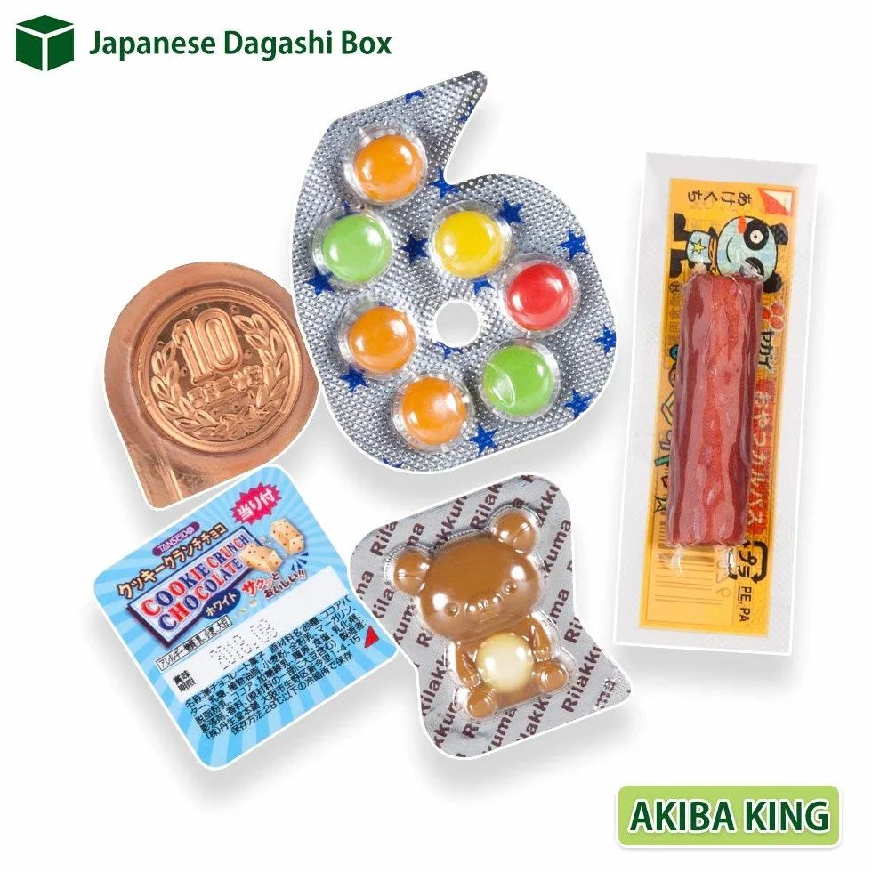 Kit Kat Chocolat & Trial Boîte à Dagashi Japonaise Umaibo Snack Pépite De Pommes De Terre Gélatine Avec AKIBA KING Autocollant