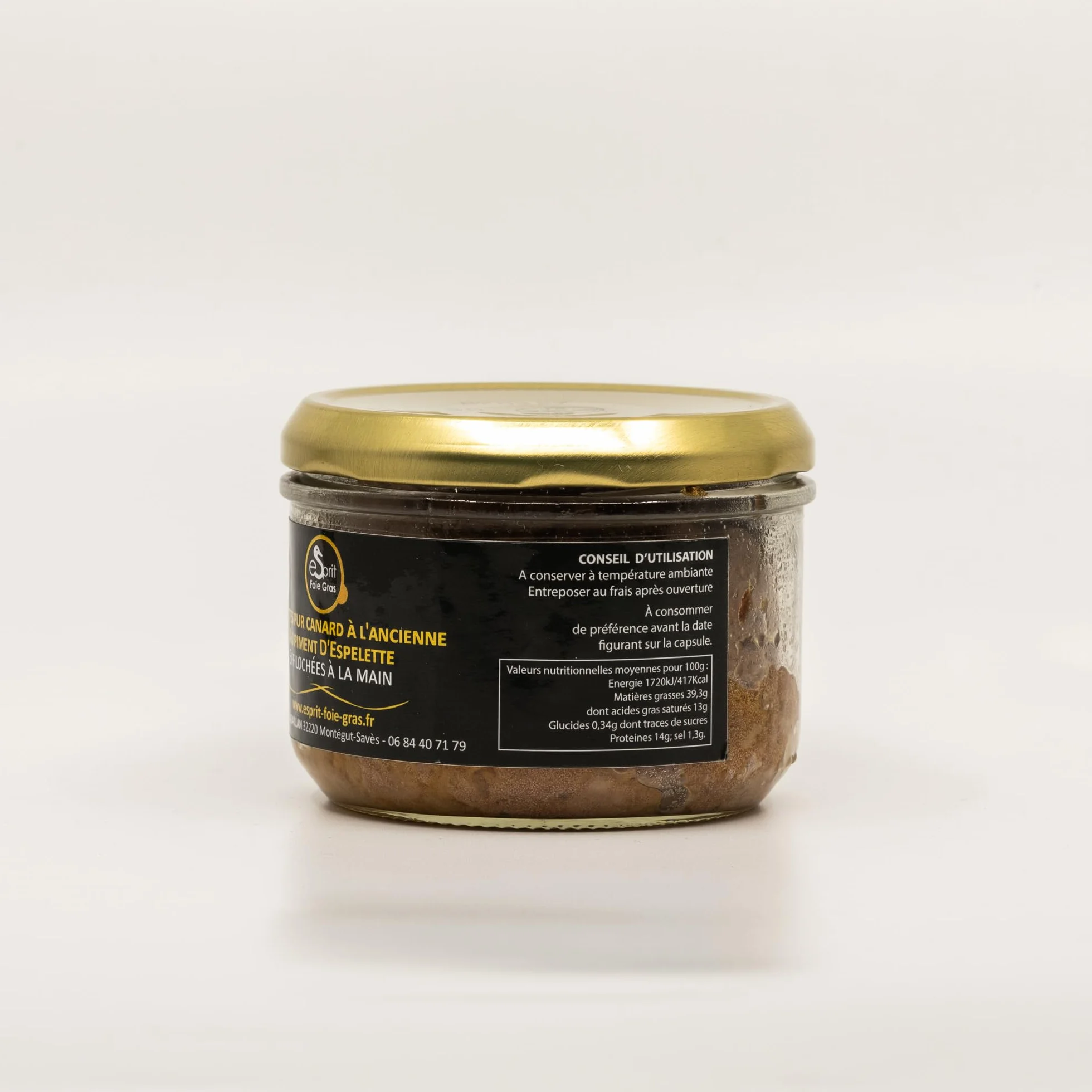 Esprit Foie Gras -Rillettes pur canard à l’ancienne au piment d’Espelette – effilochées à la main – 180 g