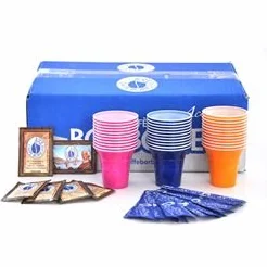 Caffè Borbone Lot de 3 kits contenant chacun 100 touillettes, 100 sachets de sucre et 100 gobelets à café