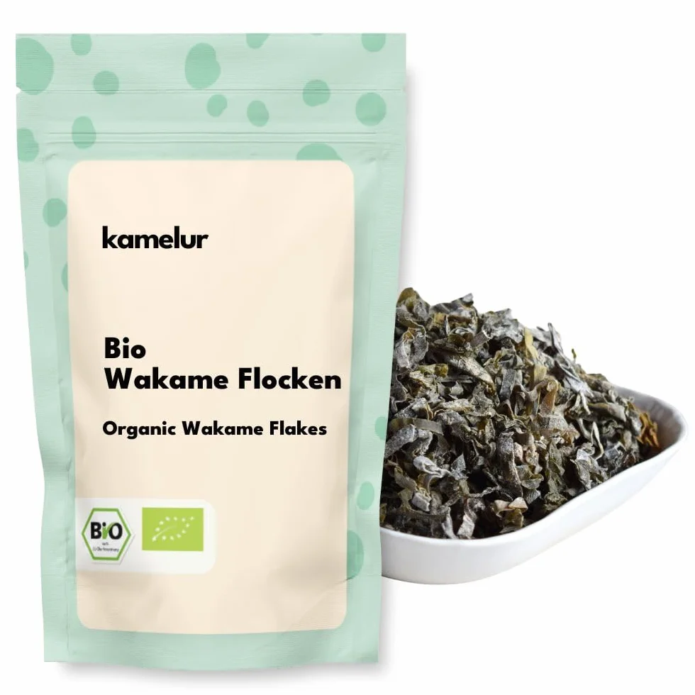 100g d'algues Wakame BIO séchées - aliments crus, flocons de Wakame sans additifs - Algues Wakame BIO dans un emballage écologique