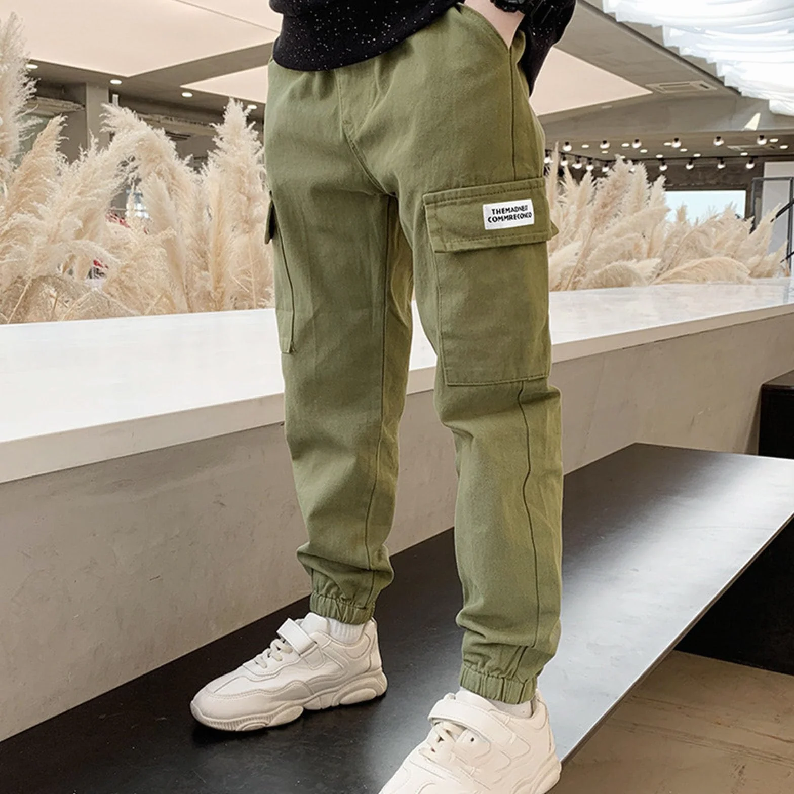 Lot de 2 pantalons cargo garçons coton taille élastique streetwear jambe fuselée