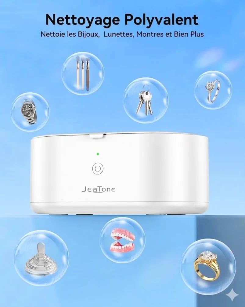JeaTone Nettoyeur Ultrasons Professionnel 600ml 46KHz Bac Ultrasons Portable