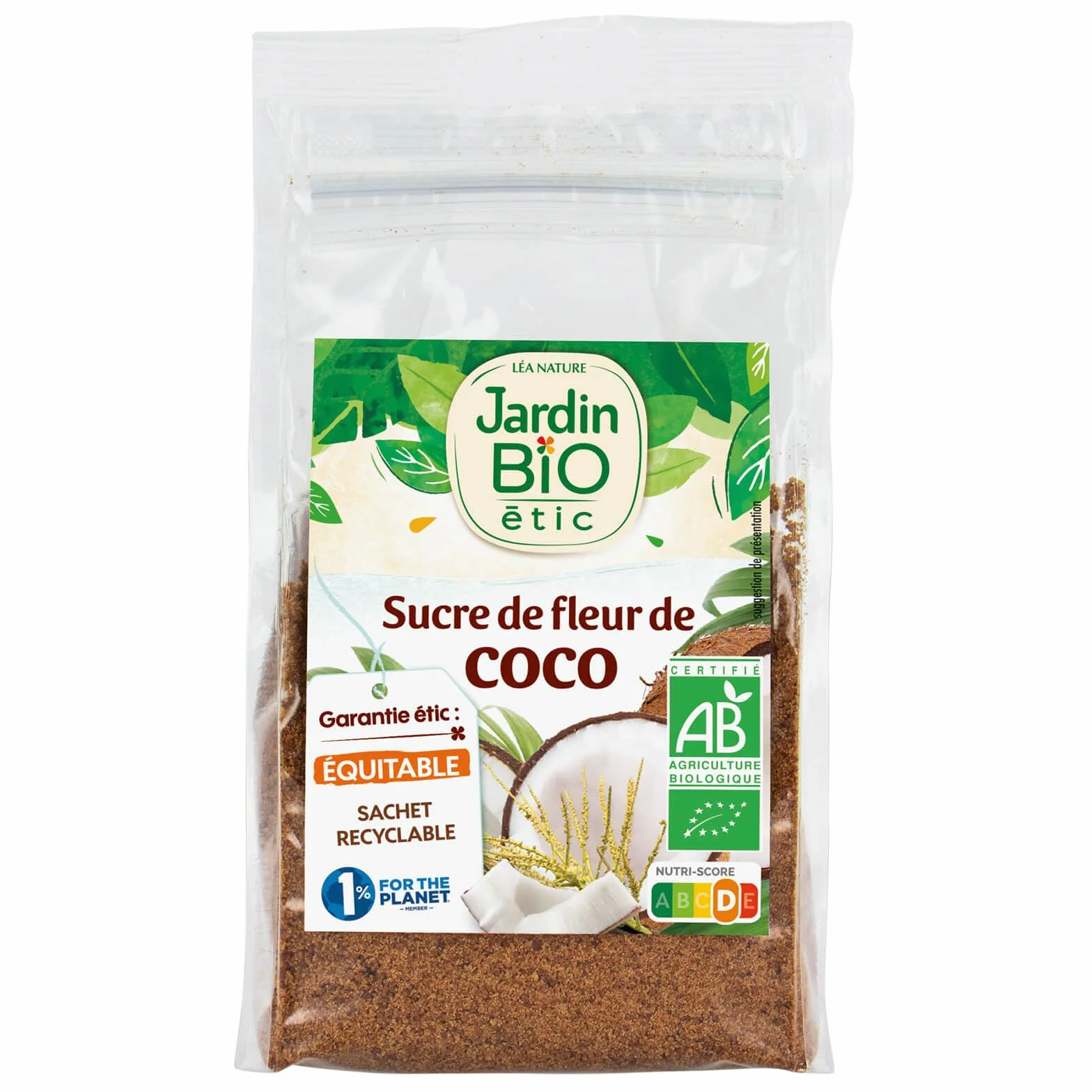 Jardin BIO étic - Sucre de fleur de Coco - bio - Sucré - Certifié AB - Sachet de 250g