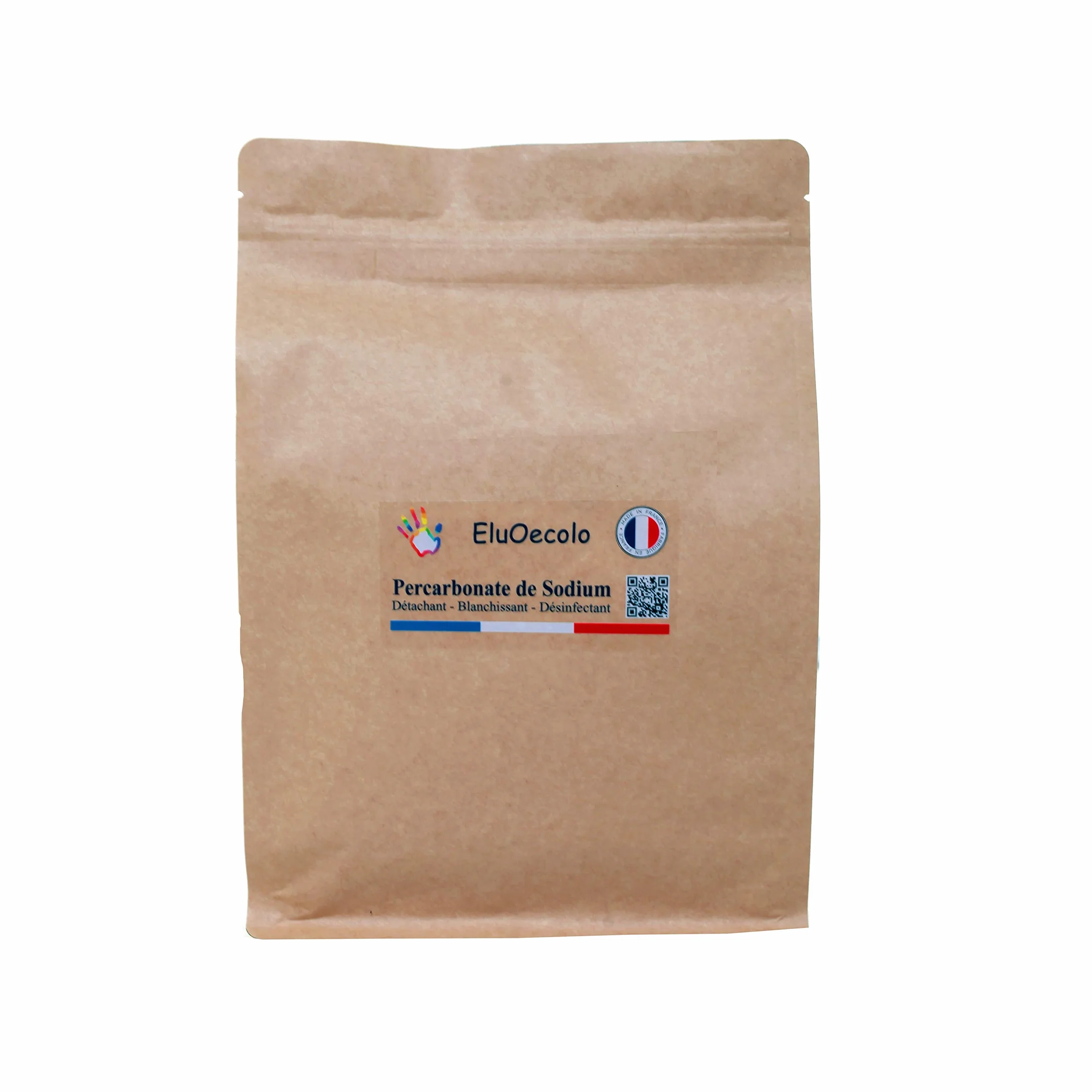 EluOecolo made in France - Détachant & blanchissant au Percarbonate 3kg DOYPACK zippé - Oxygène Actif <12% - avec doseur - Conditionné dans un CAT Local