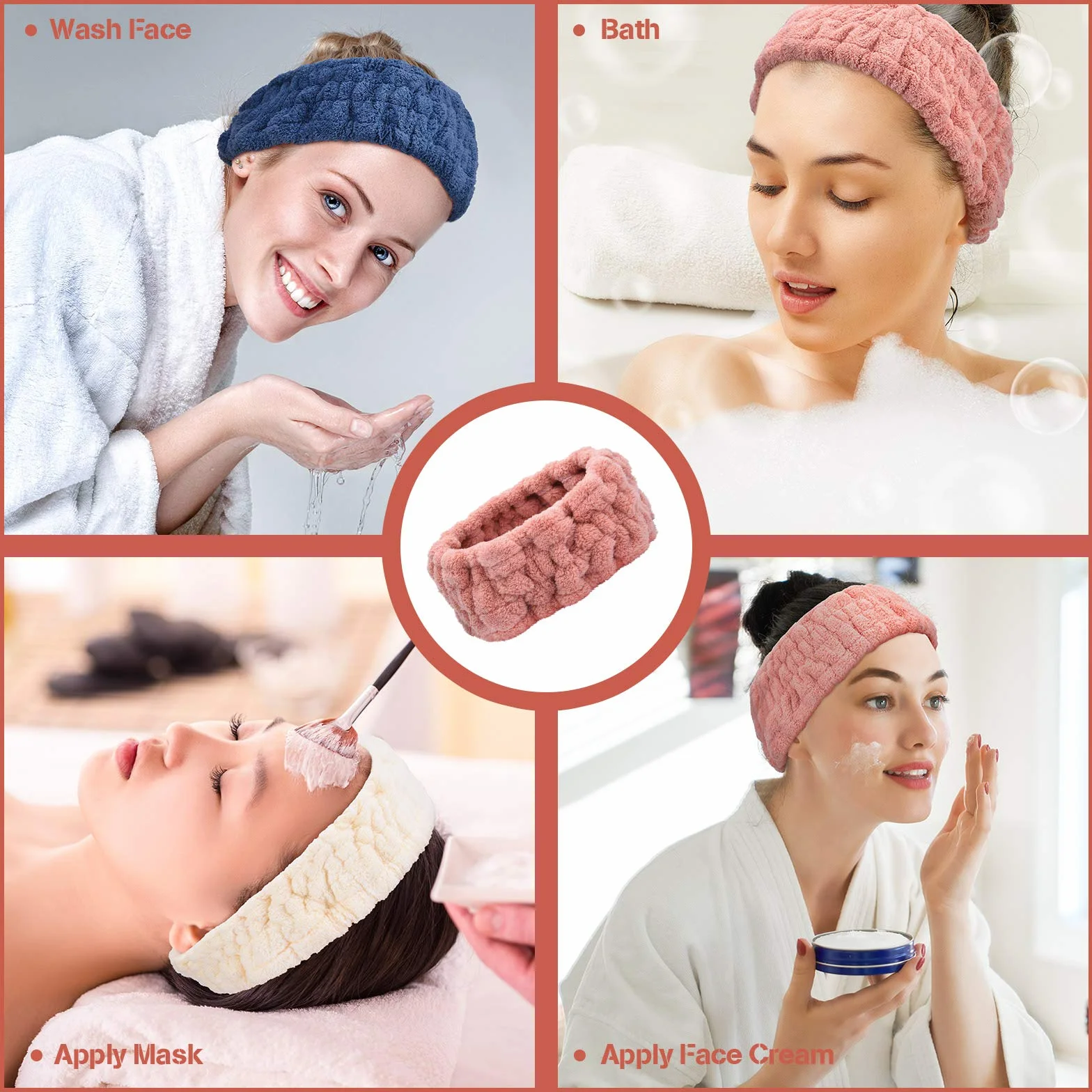 Bandeau de Lavage de Visage en Polaire 3 Pièces pour Femme Sport Yoga