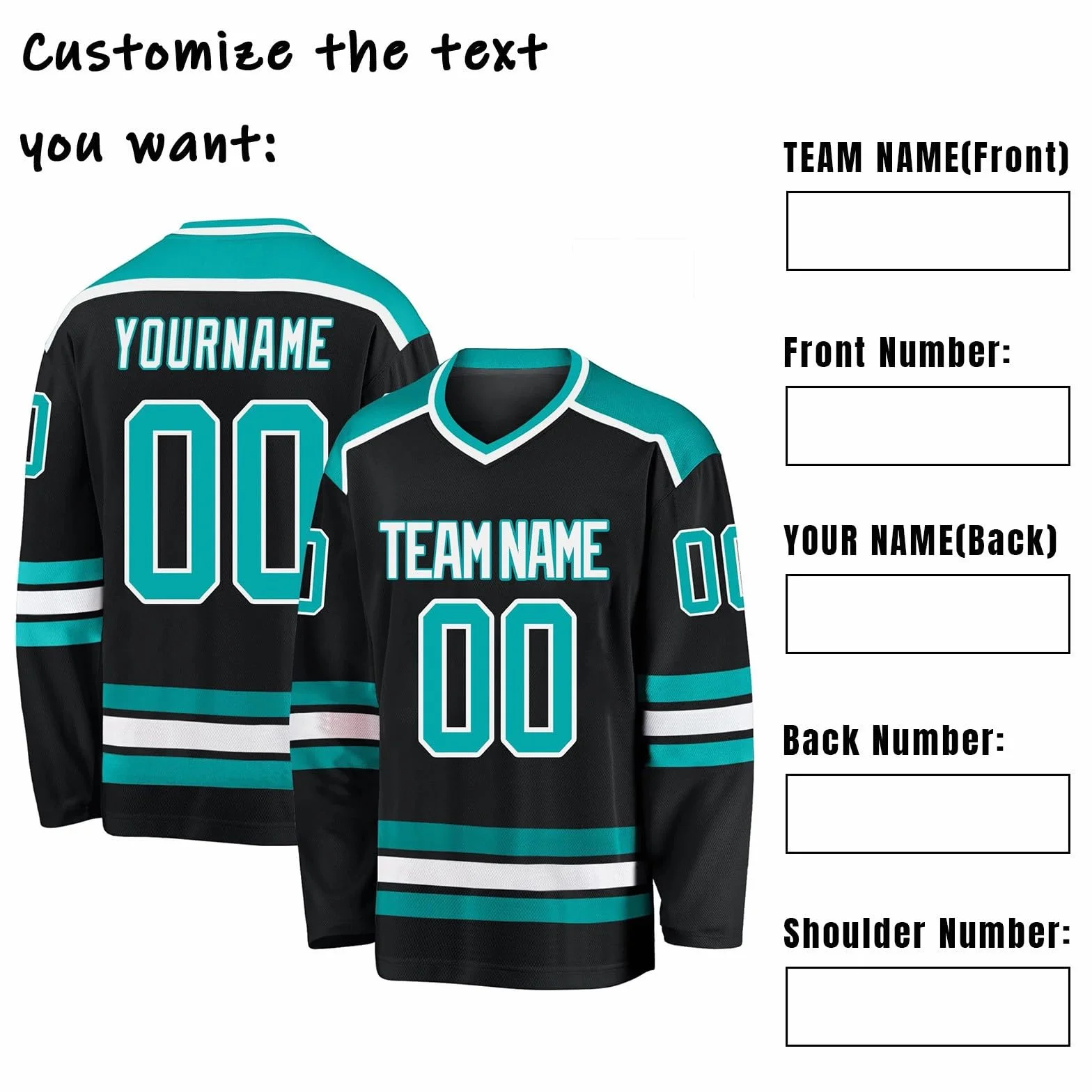 Maillot de Hockey Personnalisé Manches Longues avec Votre Nom/Équipe/Numéro