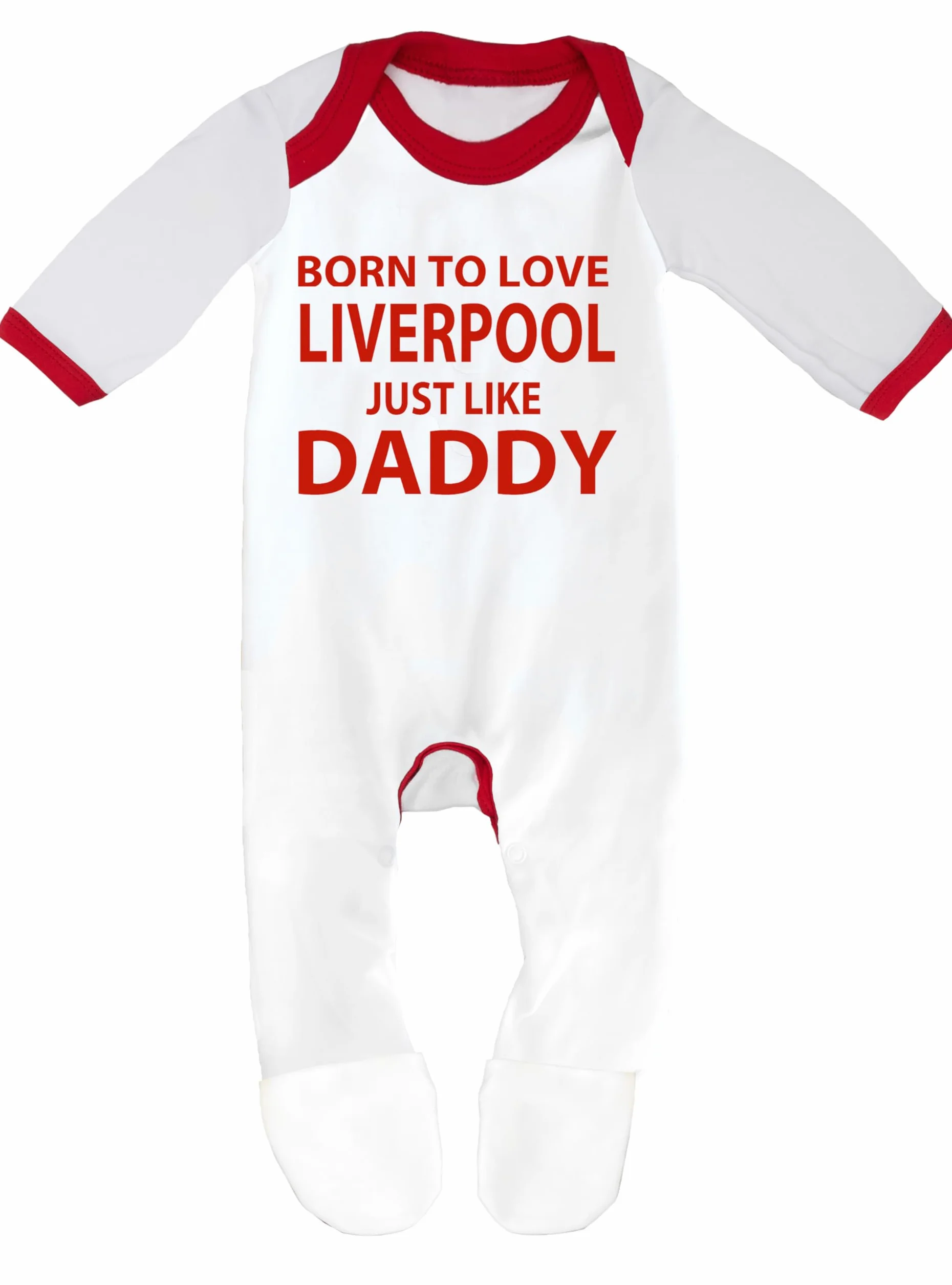 Grenouillère bébé garçon fille Born To Love Liverpool Just Like Daddy 100% coton peigné