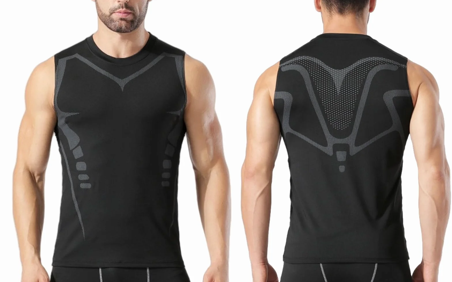 Débardeur de Compression Sport Homme Gilet de Course sans Manches Running Fitness