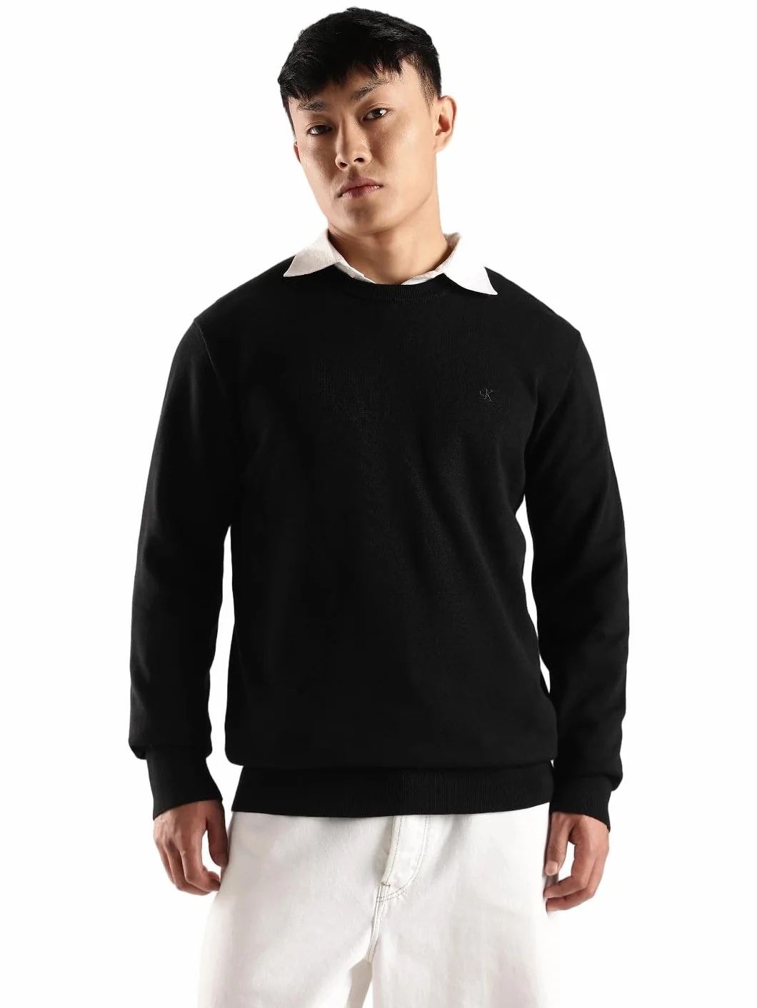 Calvin Klein Compact Cotton Crewneck Sweater Pull Homme