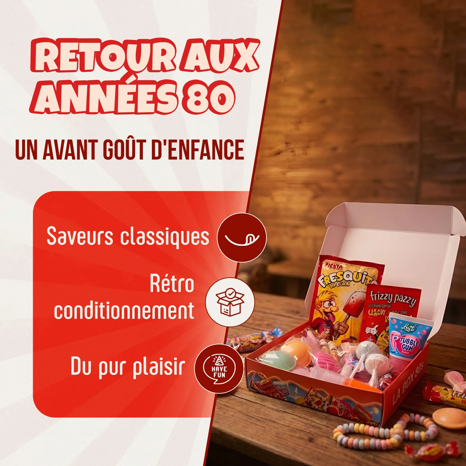 Mini Box Bonbons Années 80-13 références différentes pour redécouvrir le plaisir des bonbons des années 80 - Assortiment de confiseries 300g
