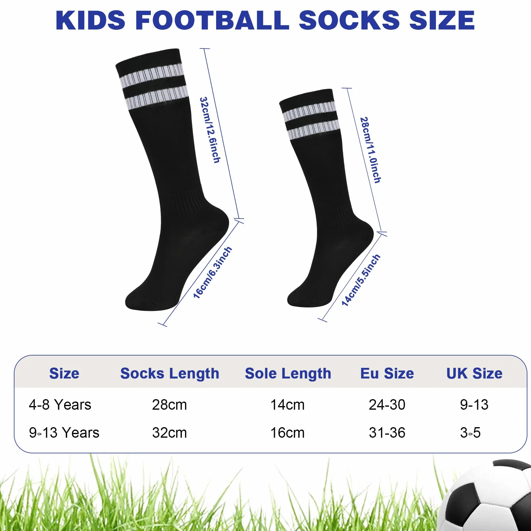 Chaussettes de football montantes pour garçons - Lot de 3 paires - Course, entraînement, matchs