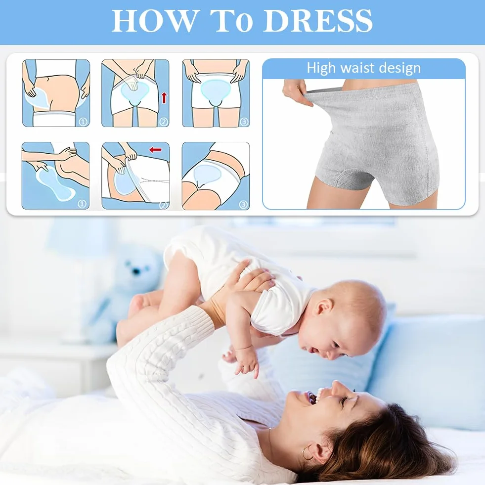 ACWOO 9Pcs Culottes Post Accouchement Maternité Jetables Slip Incontinence Sous-vêtements Post Partum Césarienne