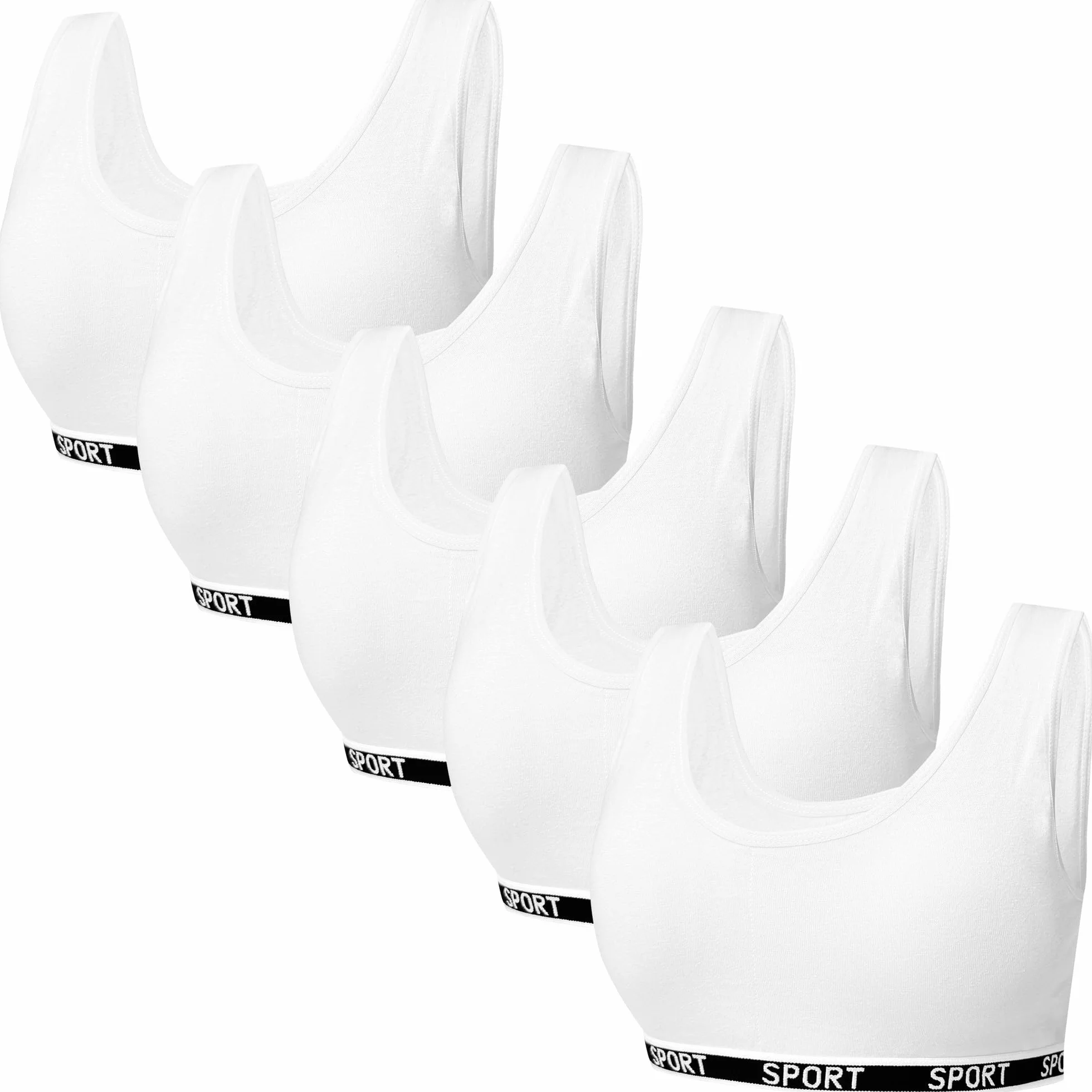 Lot de 5 Brassières Sport Fille Coton Bustier Dos U Débardeur Crop Tops 8-15 Ans