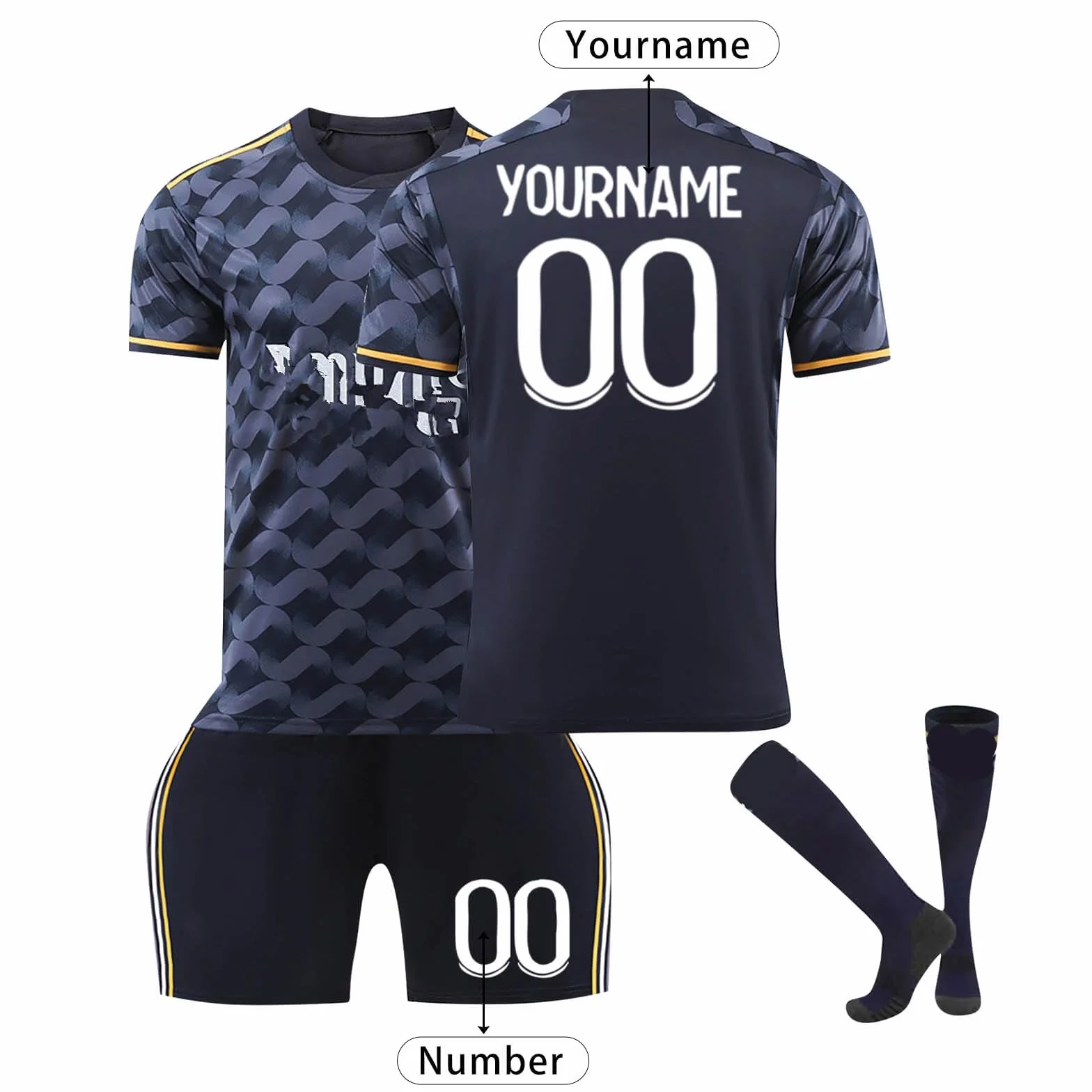 Personnalisé Maillot de Foot Enfant Adulte avec Nom Numéro Équipe Tshirt Short Chaussette Set