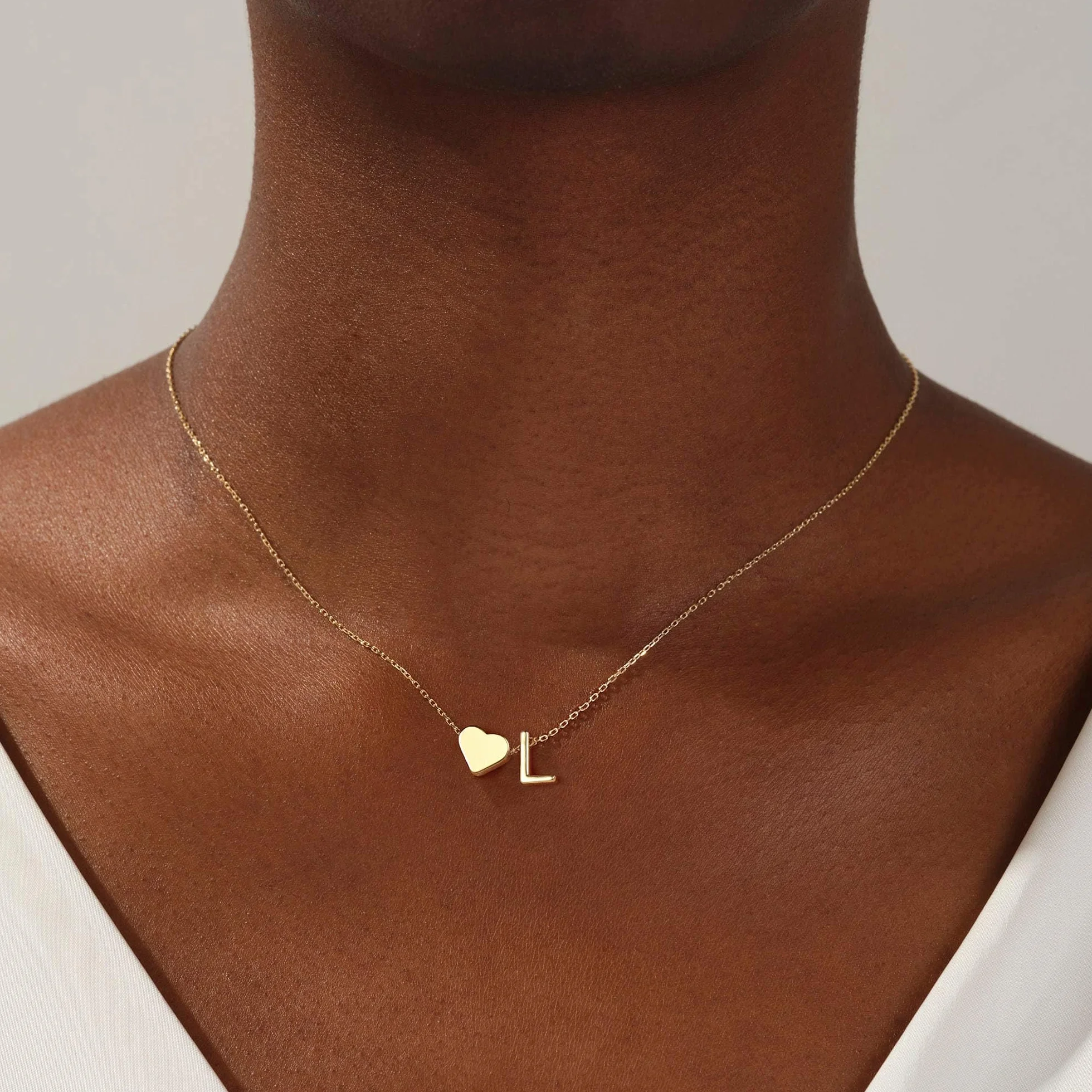 TINGN Collier Coeur Femme Fille 14 Carats Plaqué Or Initiale Lettre Coeur Pendentif