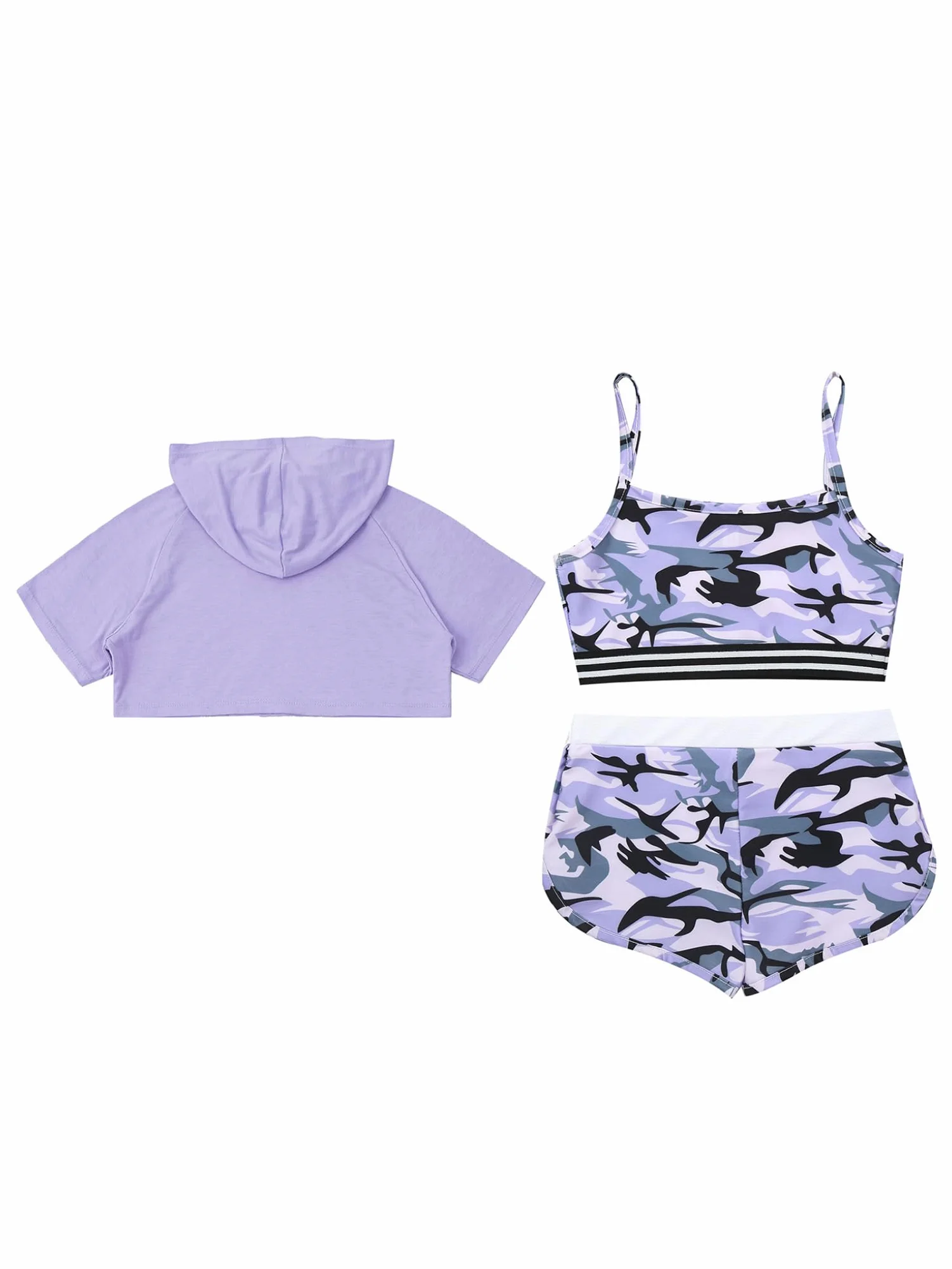 Ensemble de Sport Enfant Fille Sweat Shirt Brassière Short Gym Fitness Costume Running
