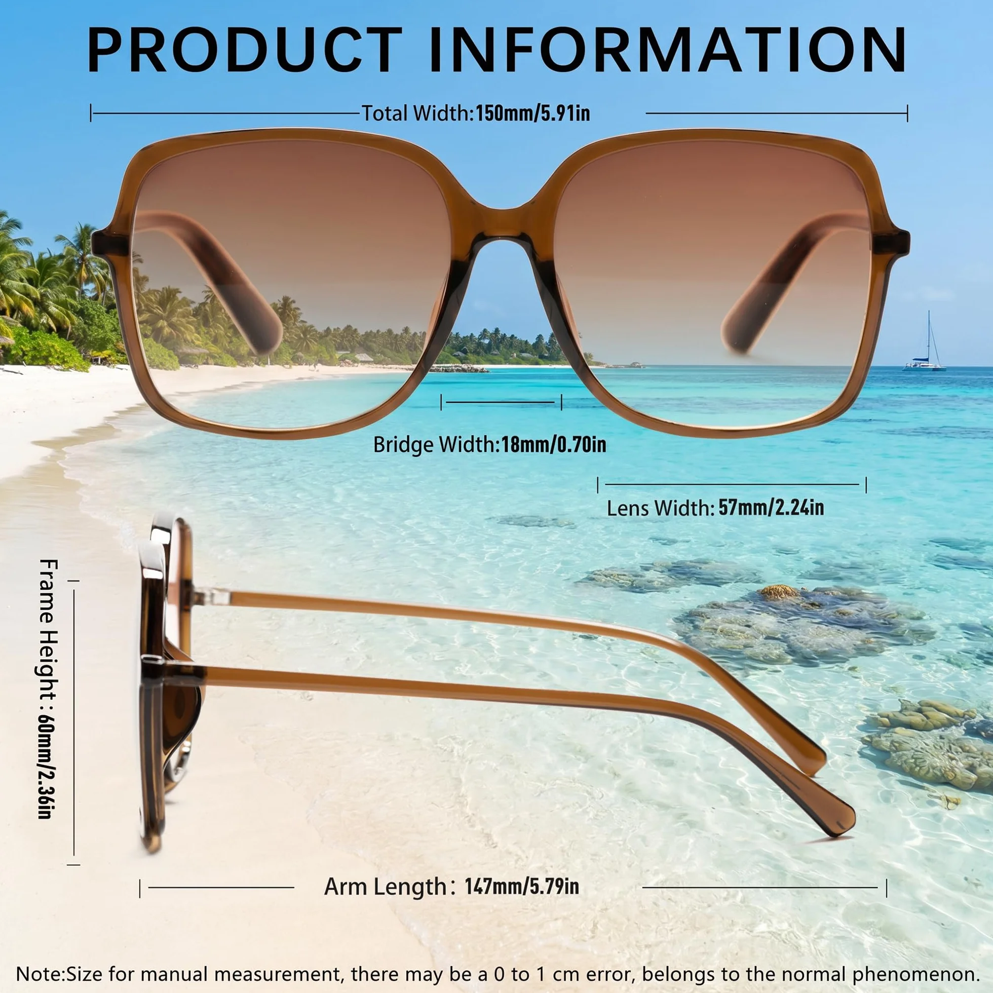 Lunettes de Lecture Soleil UV400 Grandes pour Femmes Visage Large