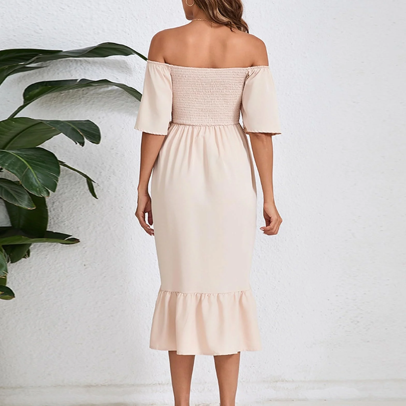 Robe Maternité Manche Courte Mi Longue Volants Grande Taille Ample Enceinte