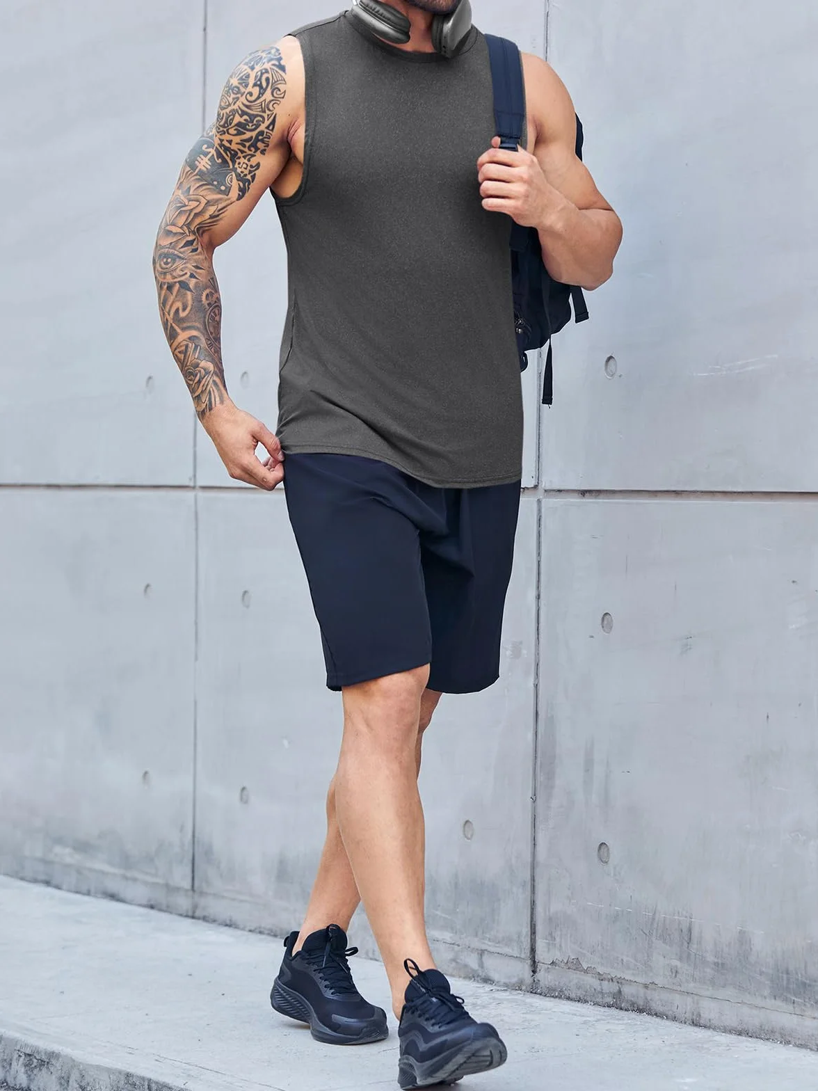 Débardeur sans manches homme T-shirt sport col rond fitness bretelles