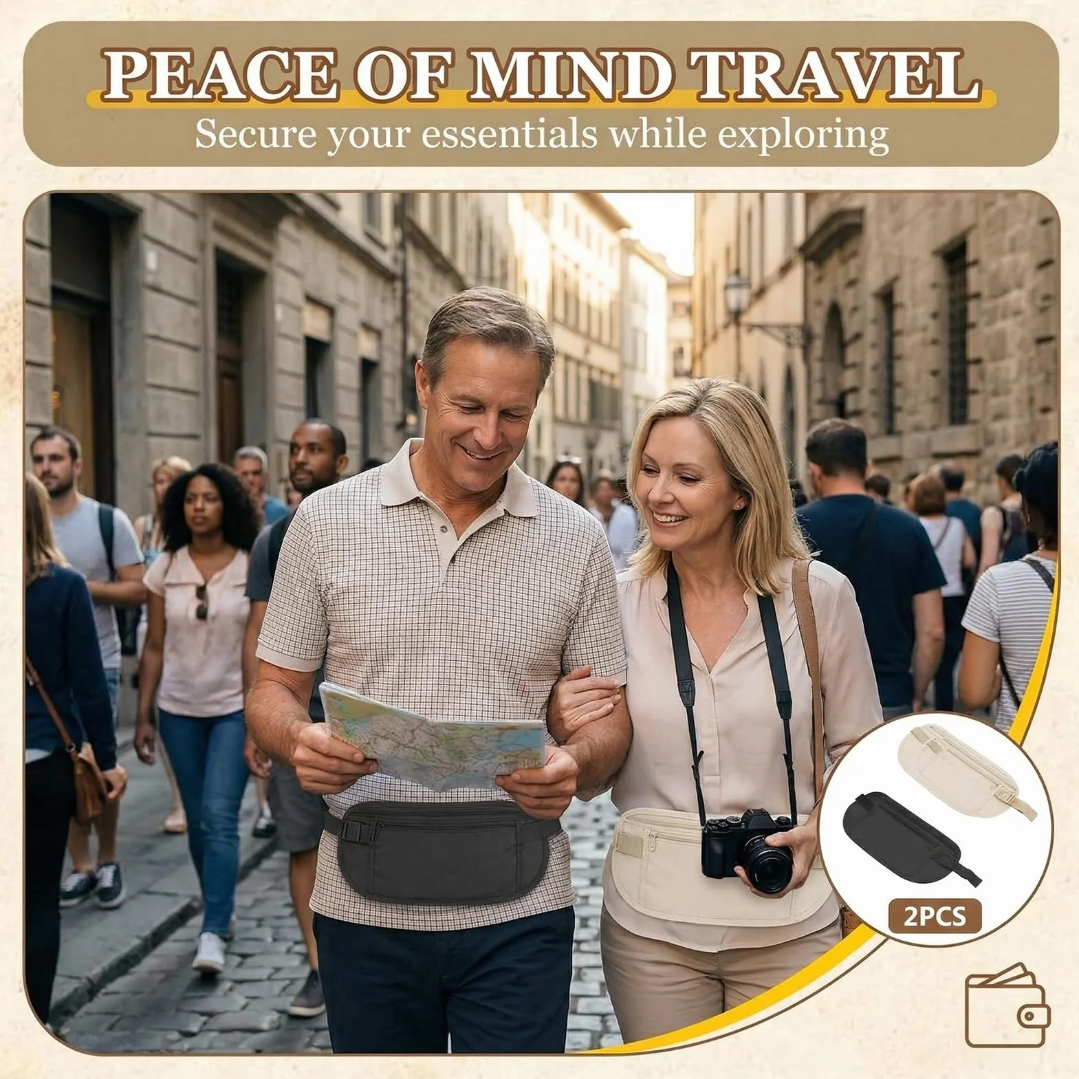 Ceinture d'argent dissimulée avec Blocage RFID, Sac Banane Antivol pour Voyage