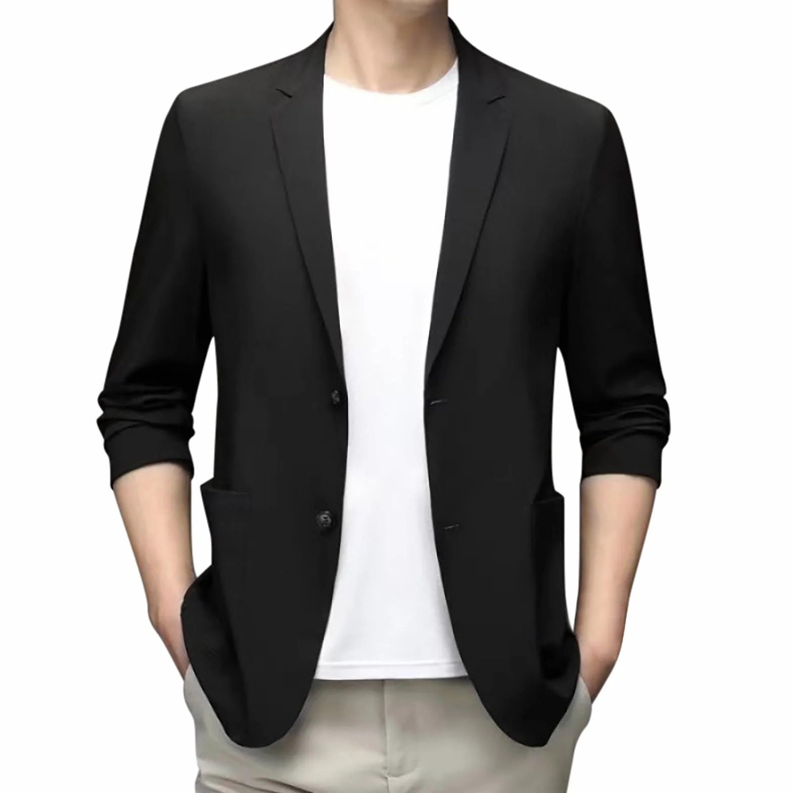 Veste d'été légère décontractée homme coupe ajustée boutonnée manteau de sport grande taille