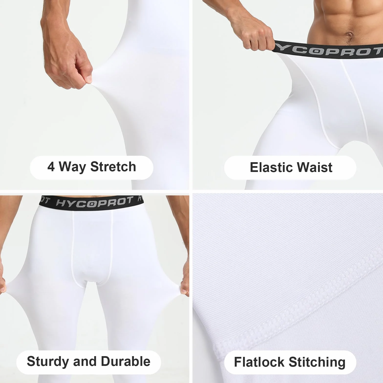 HYCOPROT Pantalon de Compression pour Hommes Séchage Rapide Course Base Layer Leggings Basketball Fitness Jogging